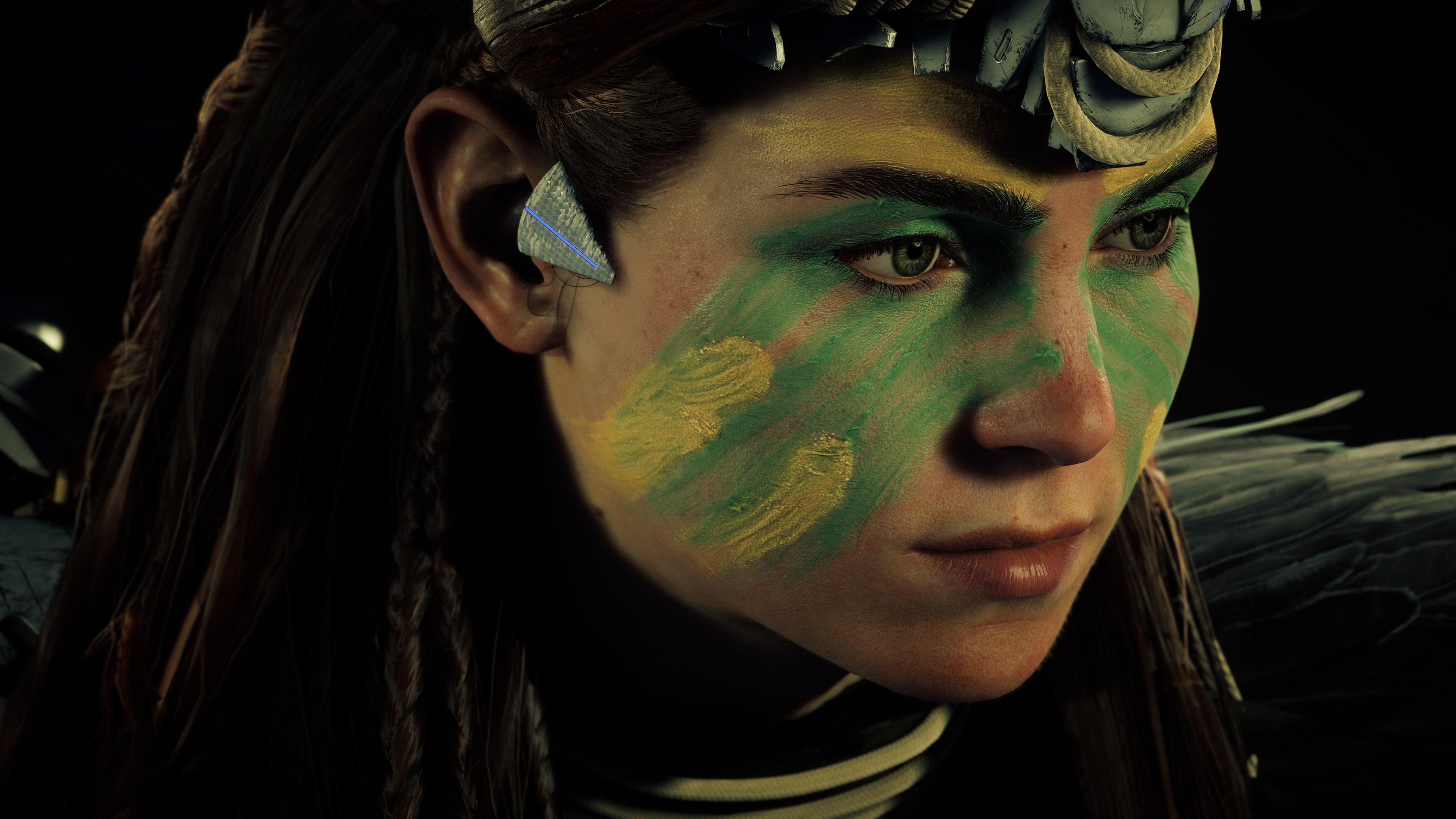 Aloy, Cosplay, Horizon Forbidden West, Fondo oscuro