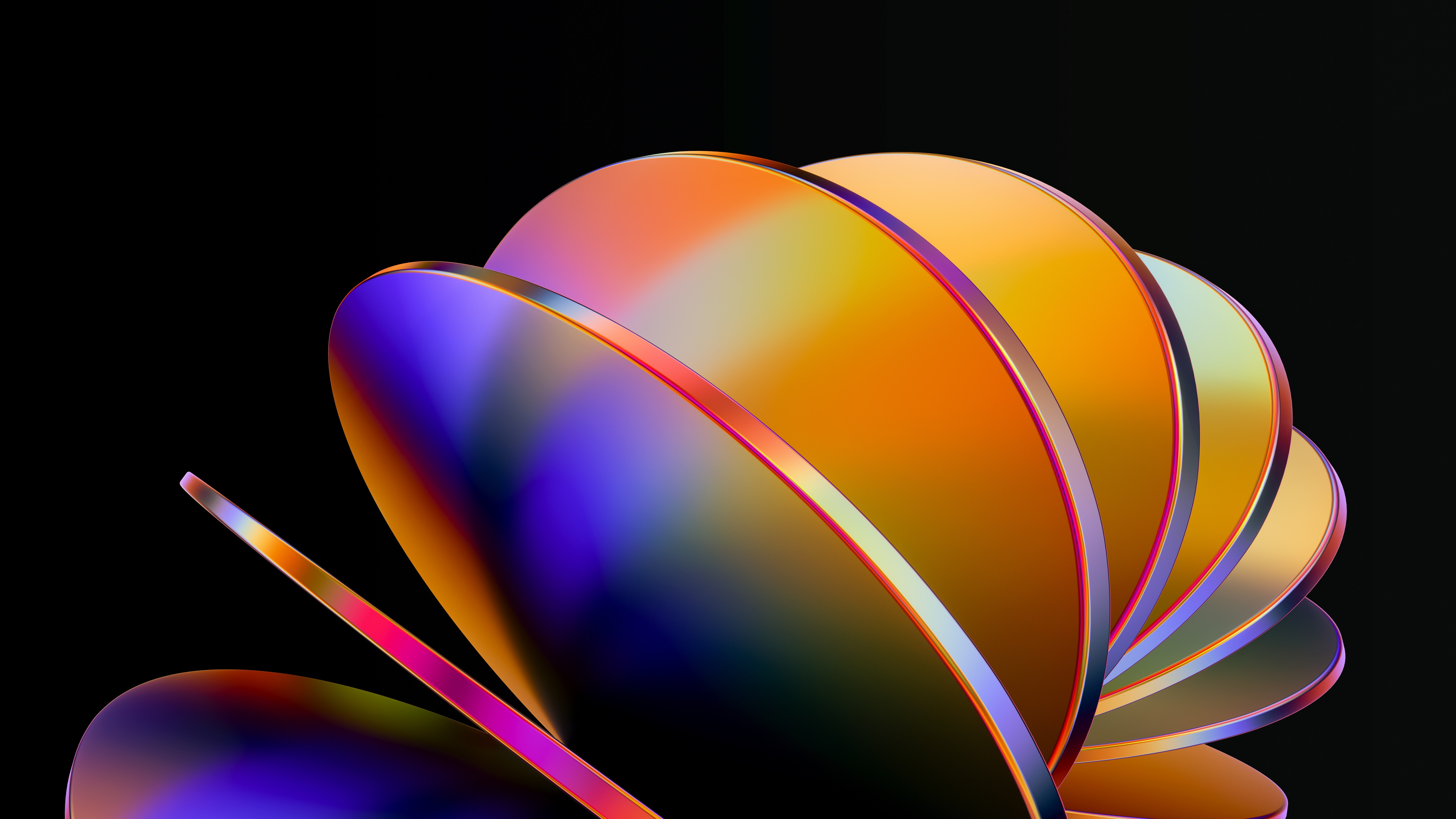 Arte abstracto, Render 3D, AMOLED, Fondo negro, 5K, Vibrante