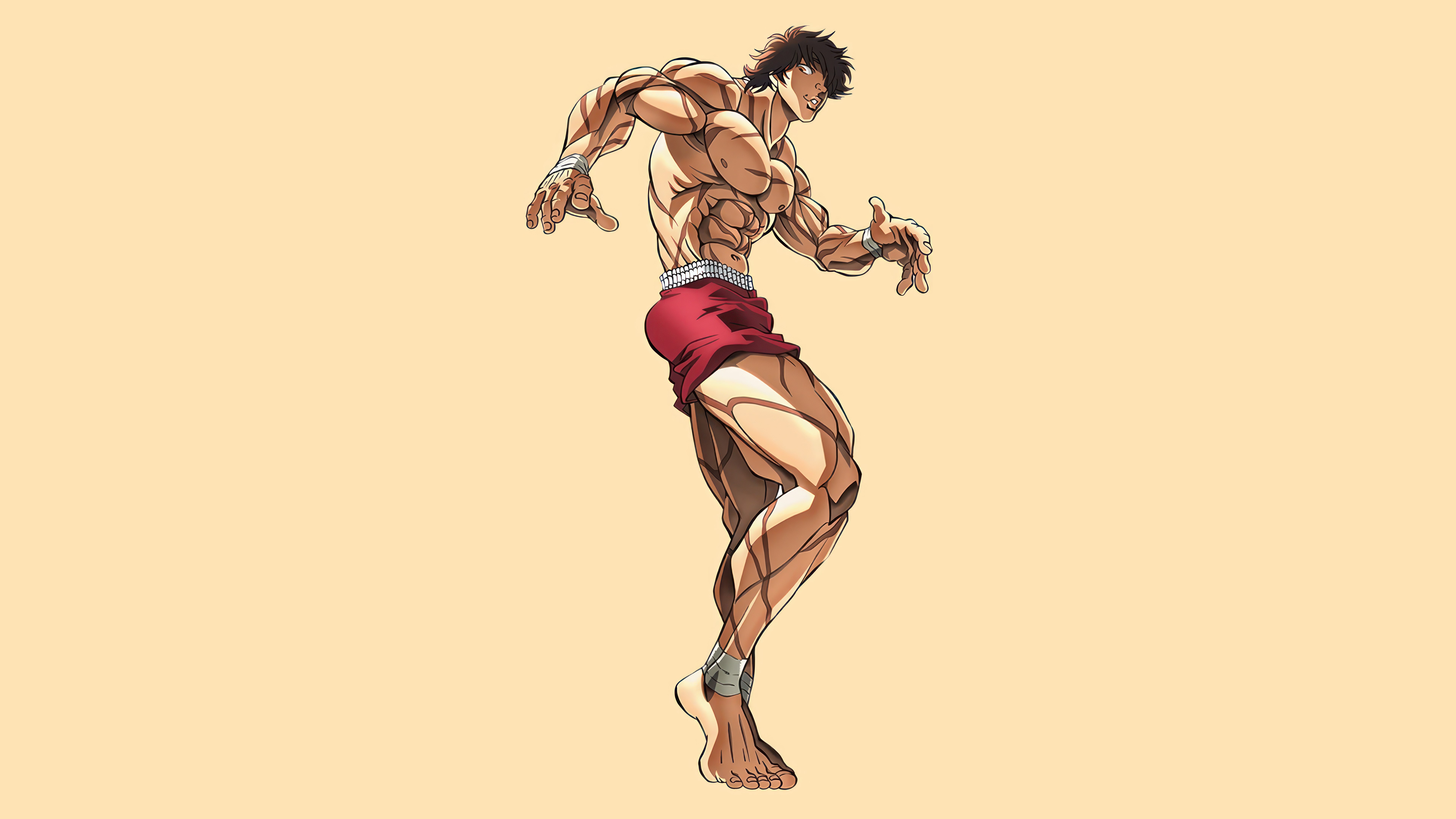 Baki Hanma, 8K, Minimalista, 5K, Fondo pastel, Fondo melocotón