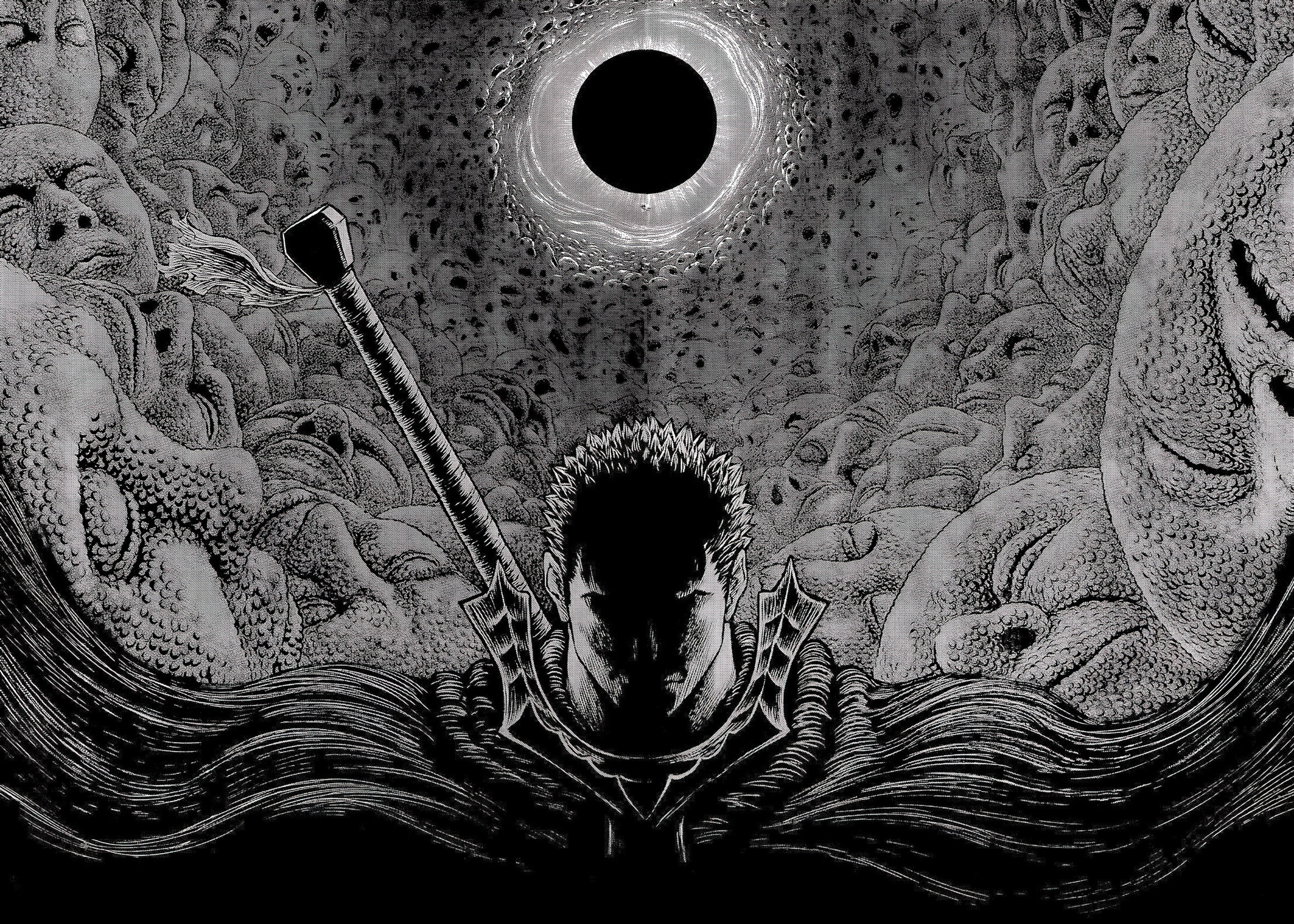 Berserk, Guts, Blanco y negro, Monocromo