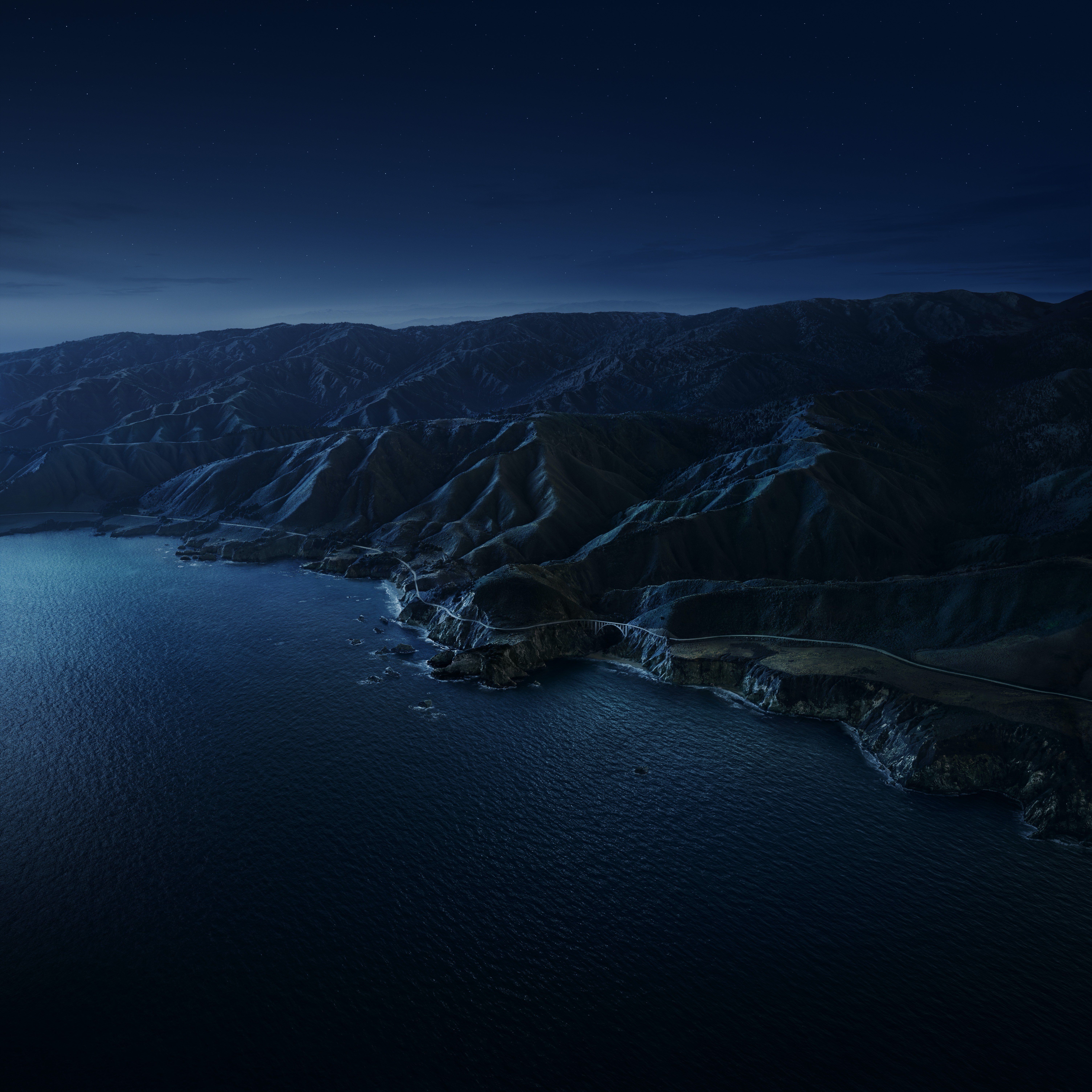 Big Sur, 5K, Montañas, Noche, Oscuro, macOS Big Sur, Stock, California