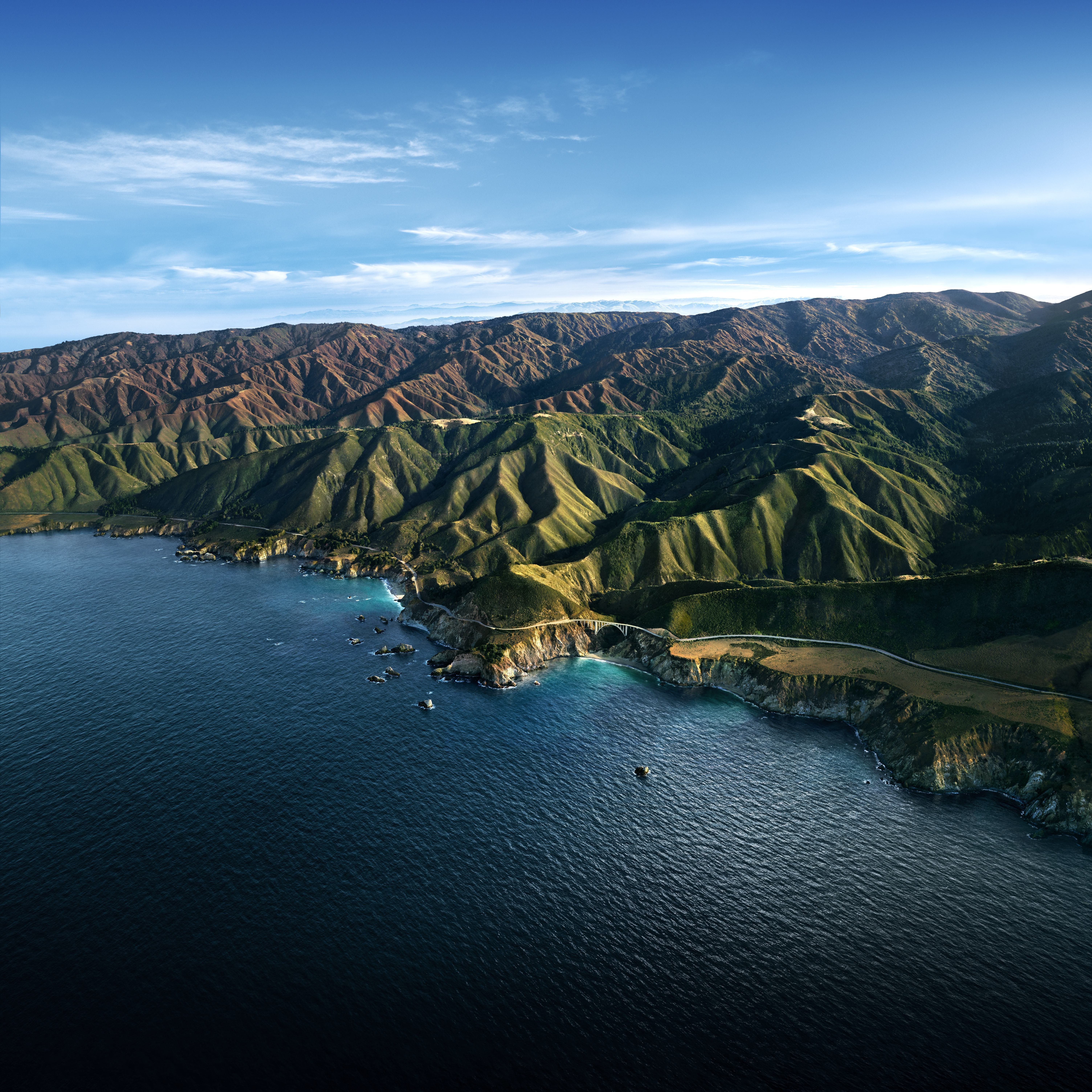 Big Sur, Montañas, Luz del día, Cielo azul, macOS Big Sur, Stock, California, 5K