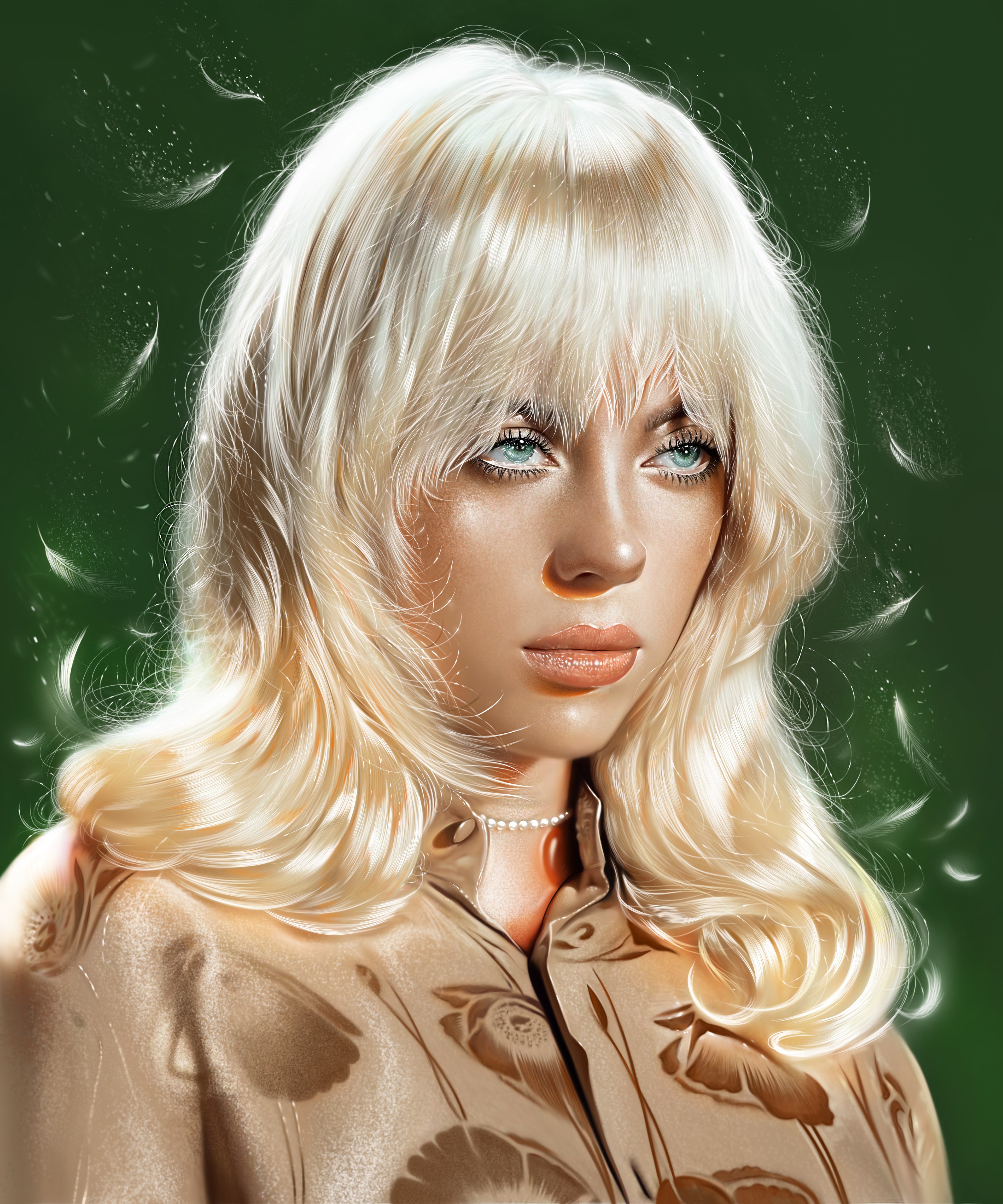Billie Eilish, Arte digital, Retrato, Cantante estadounidense, Femenino, Ilustración artística