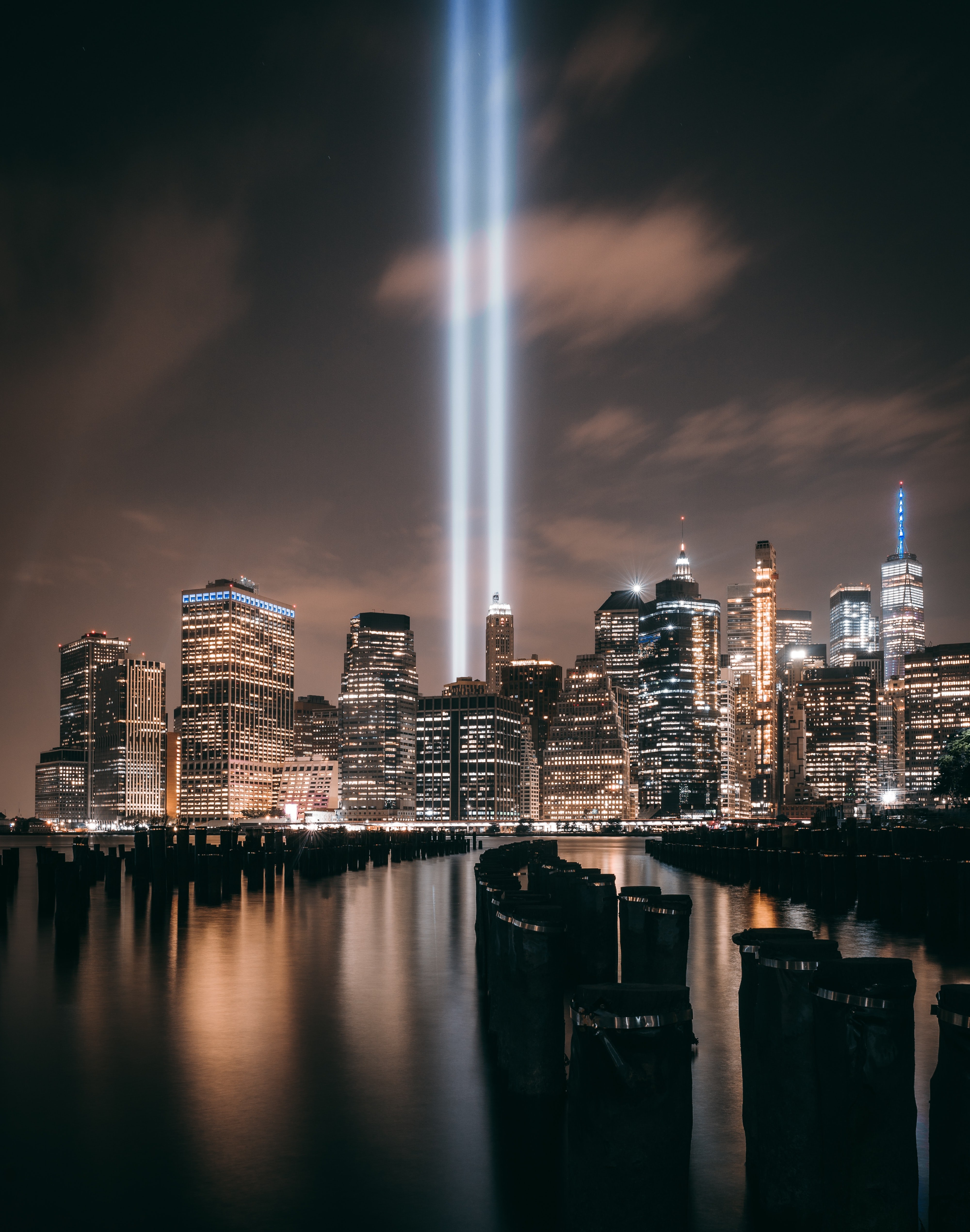 Brooklyn, Noche, Paisaje urbano, Luces de la ciudad, Nueva York, EE. UU.