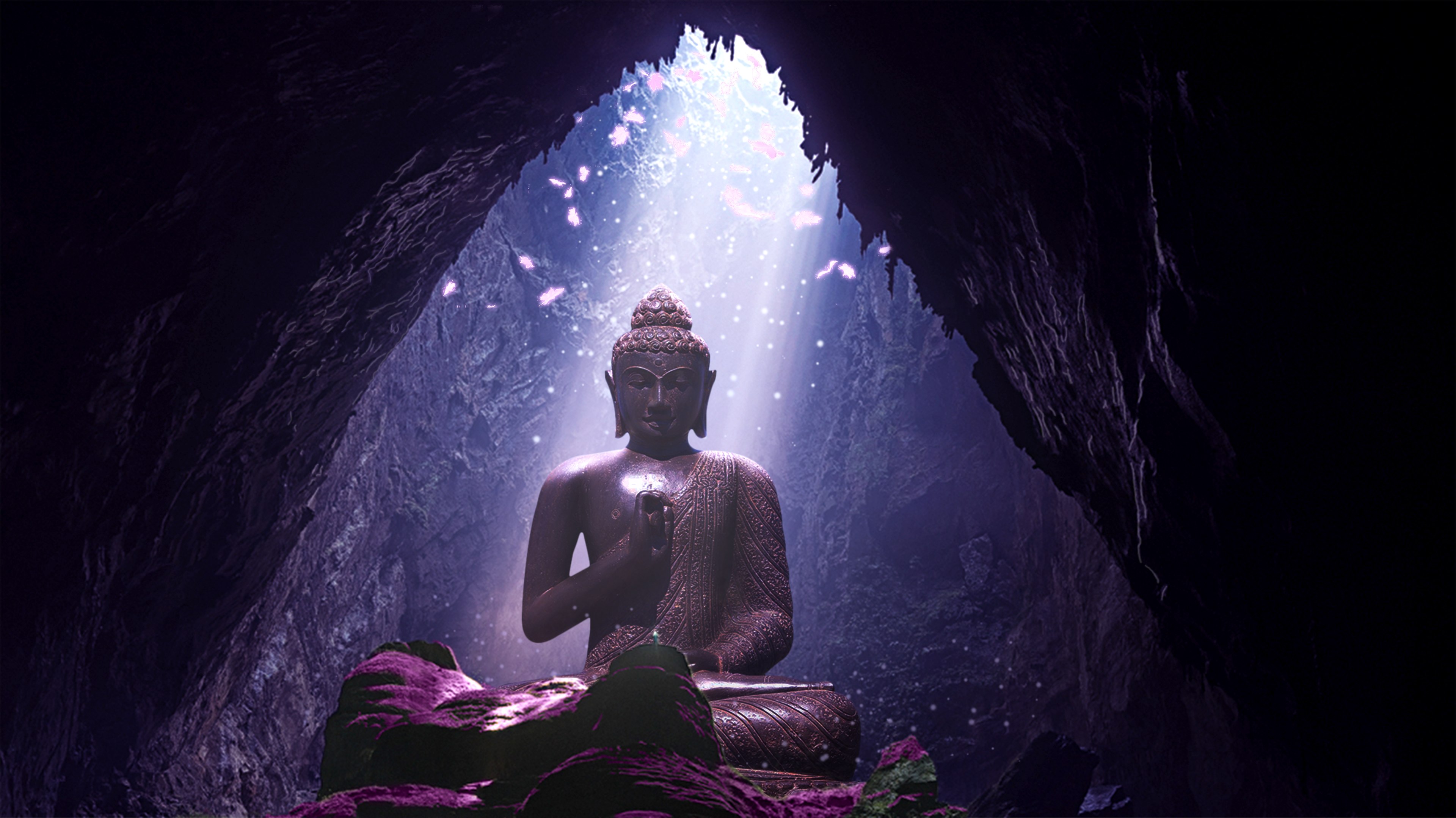 Buda, CGI, Estatua, Cueva, Luz solar, Iluminación, Buda Gautama