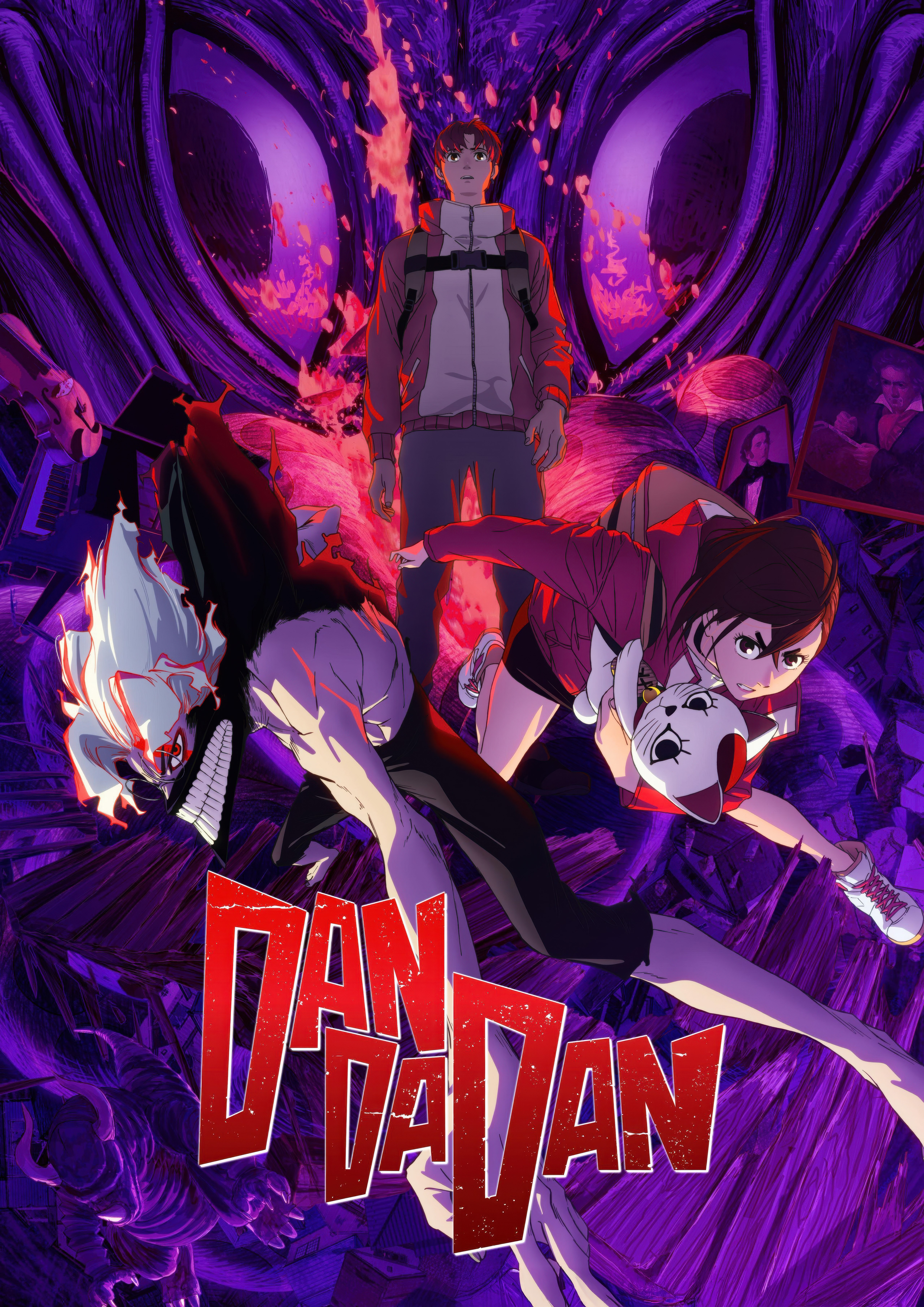 Dandadan, Vertical, Arte de personaje, Momo (Dandadan), Aira (Dandadan), Okarun (Dandadan), 5K