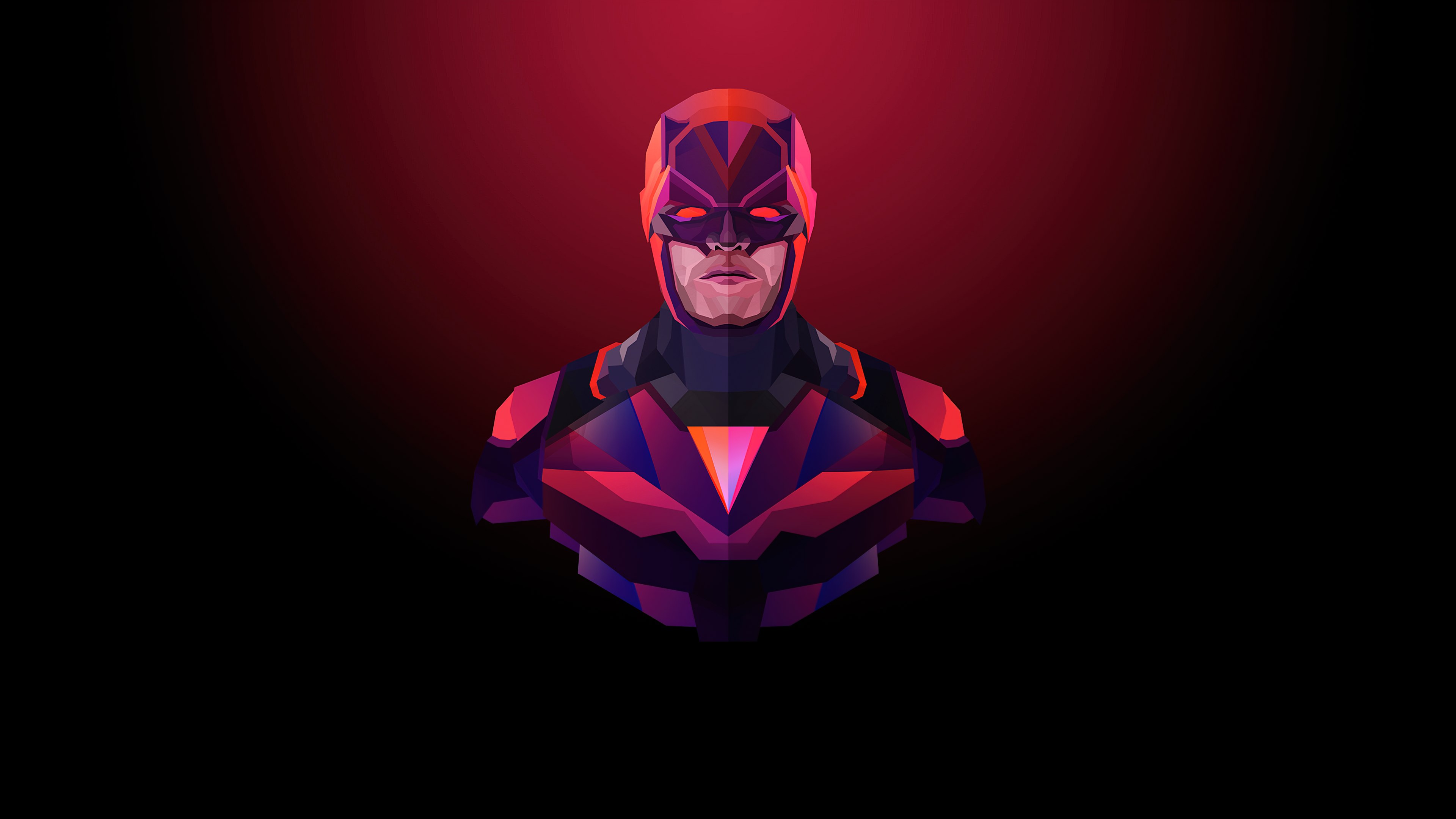 Daredevil, Arte minimalista, Superhéroes de Marvel, Fondo oscuro, Rojo oscuro