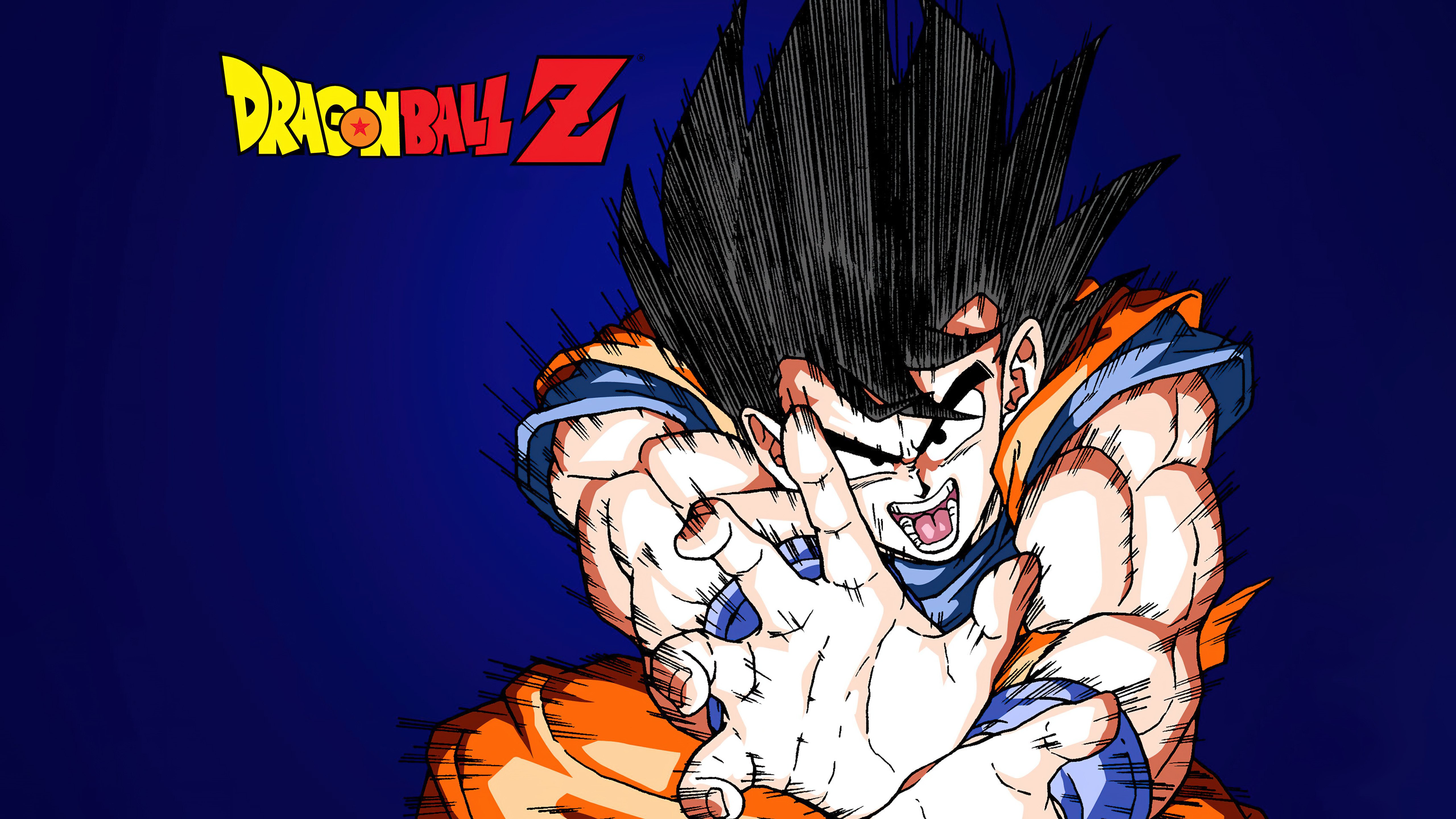 Dragon Ball Z, Goku, Fondo azul, Azul oscuro, 5K