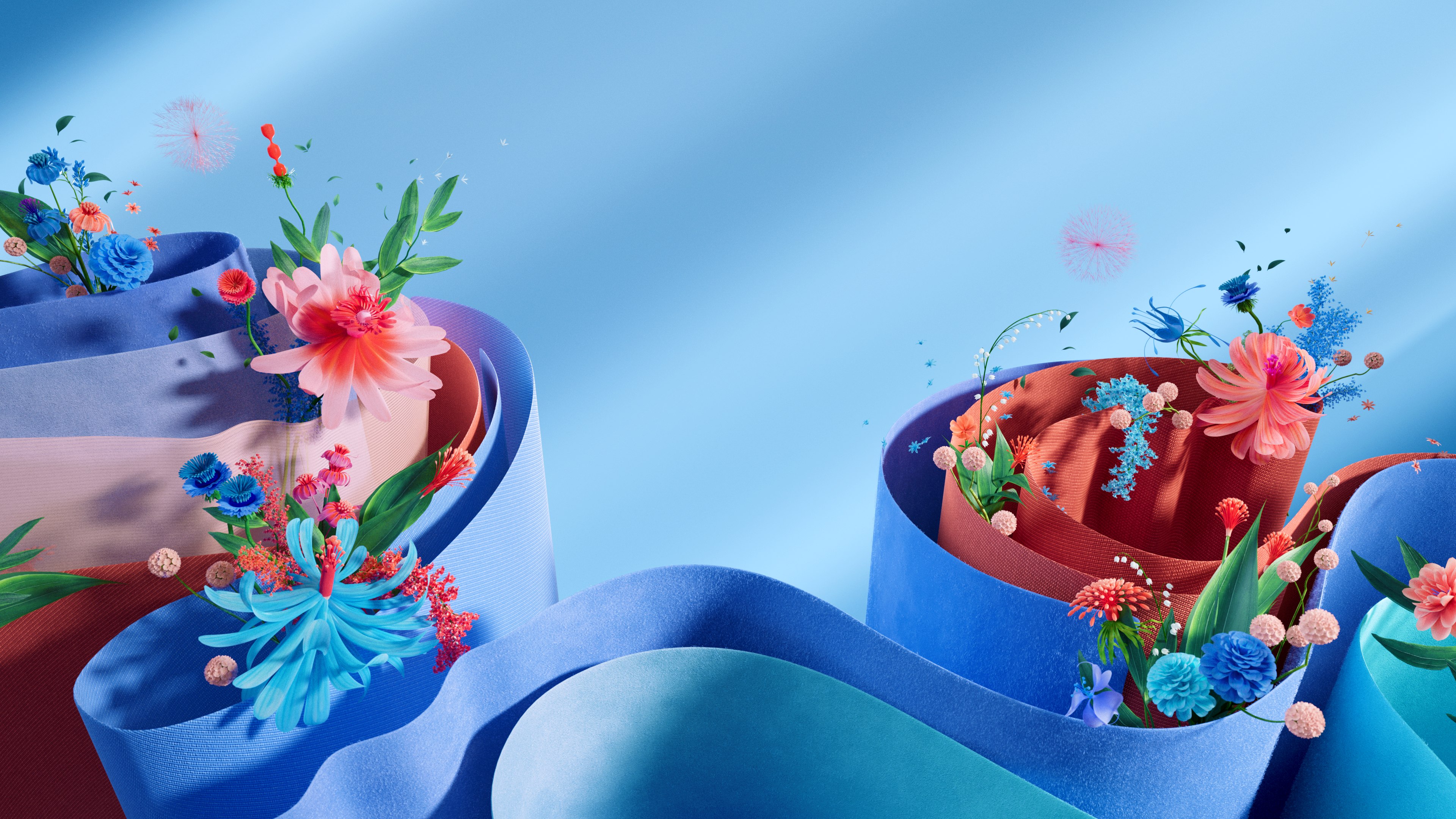 Floral, Estética azul, Primavera, Surrealista, Flores coloridas