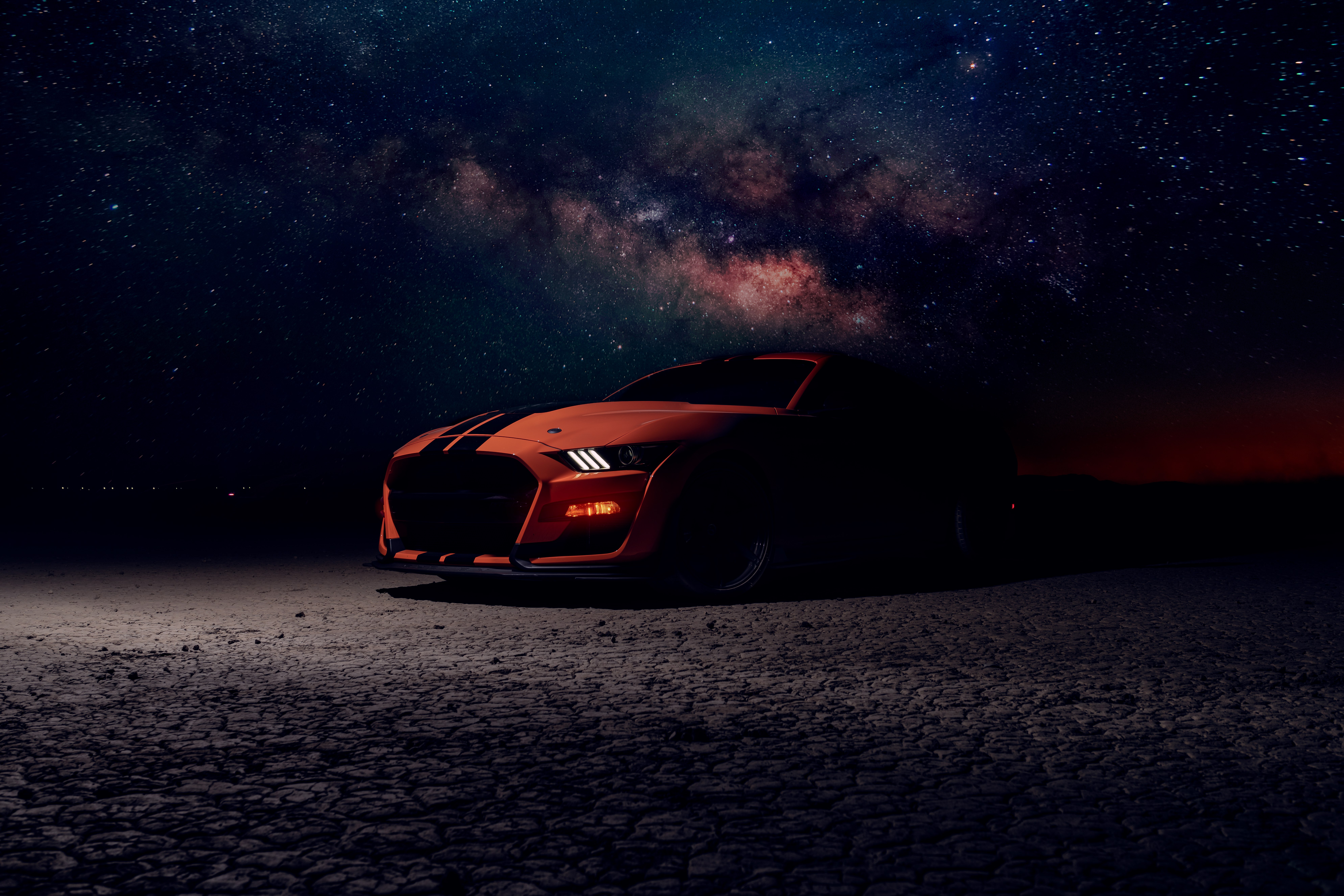 Ford Mustang Shelby GT500, Cielo estrellado, Noche, 5K, 8K