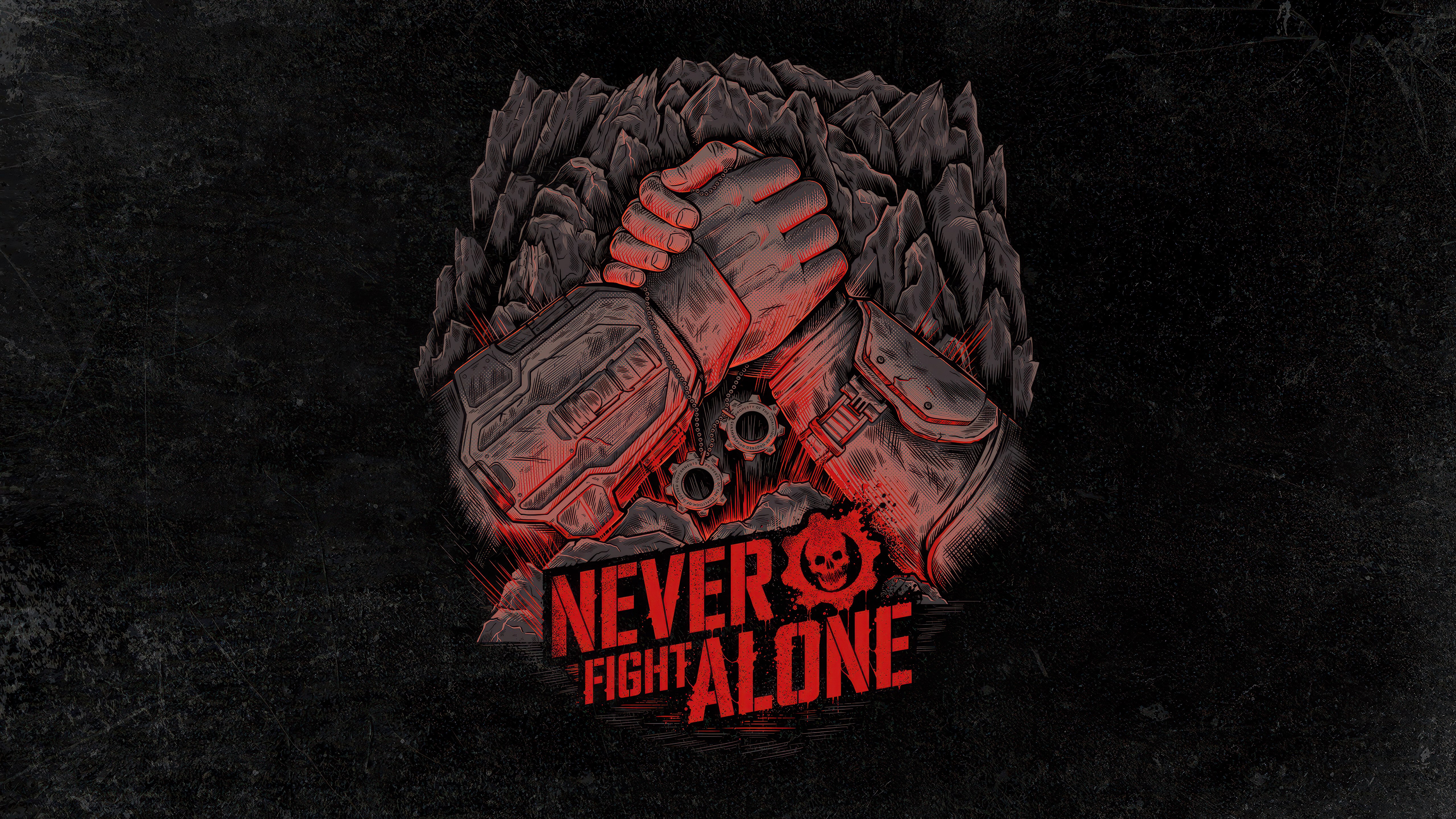 Gears of War, Never Fight Alone, Fondo oscuro, 5K