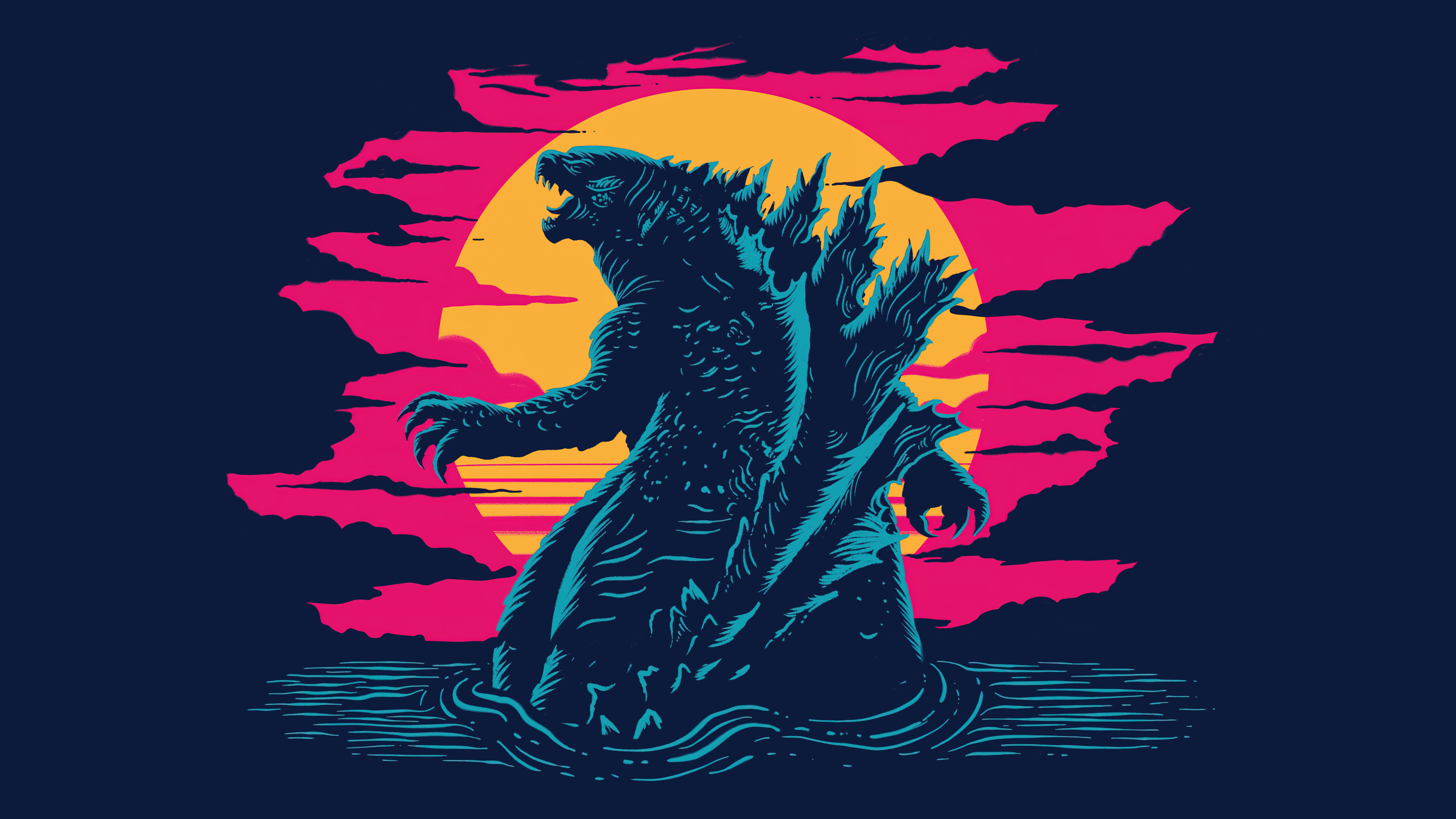 Godzilla, Ilustración artística, 5K, Kaiju