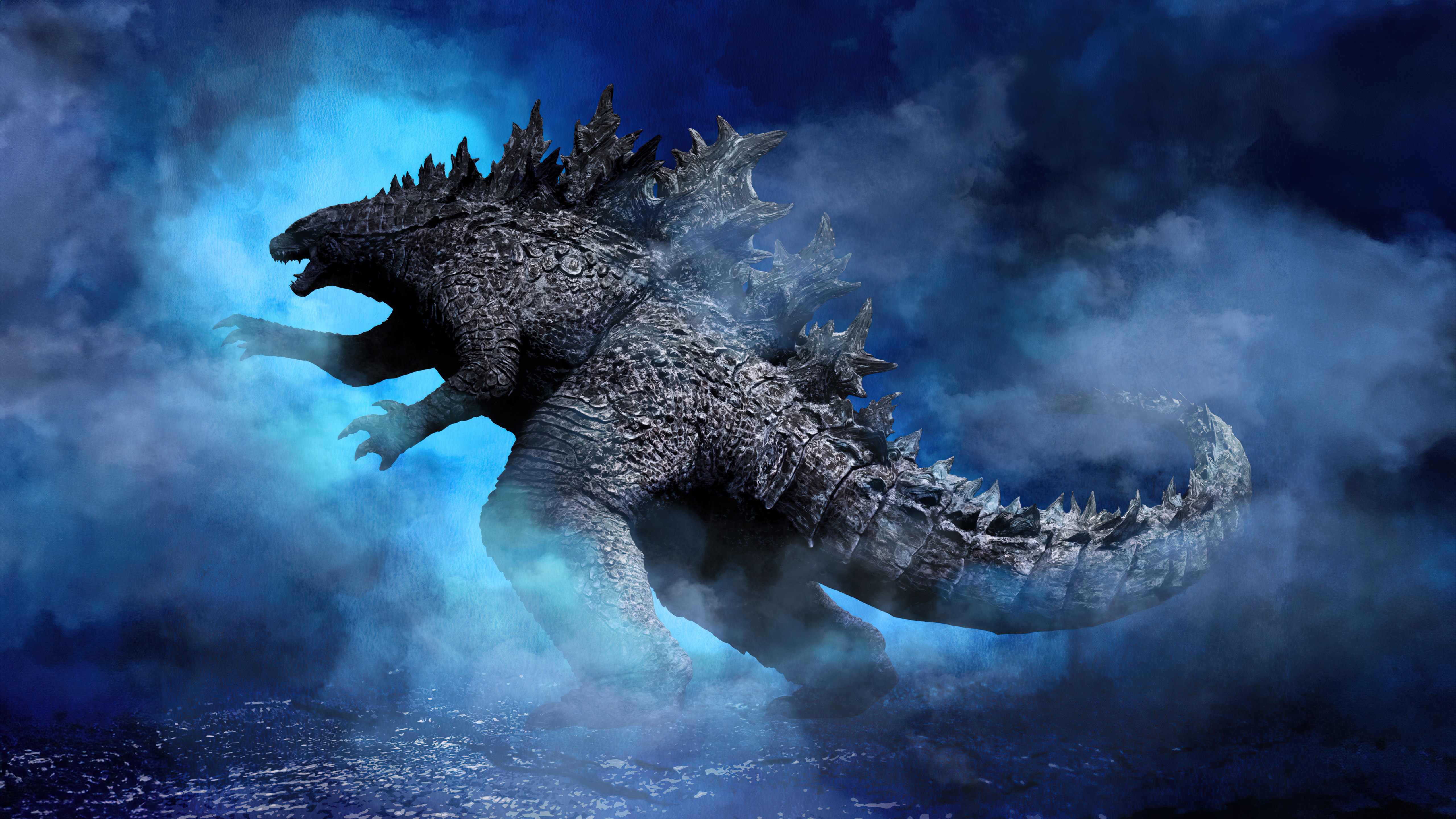 Godzilla, Kaiju, Titán, 5K, Estética azul