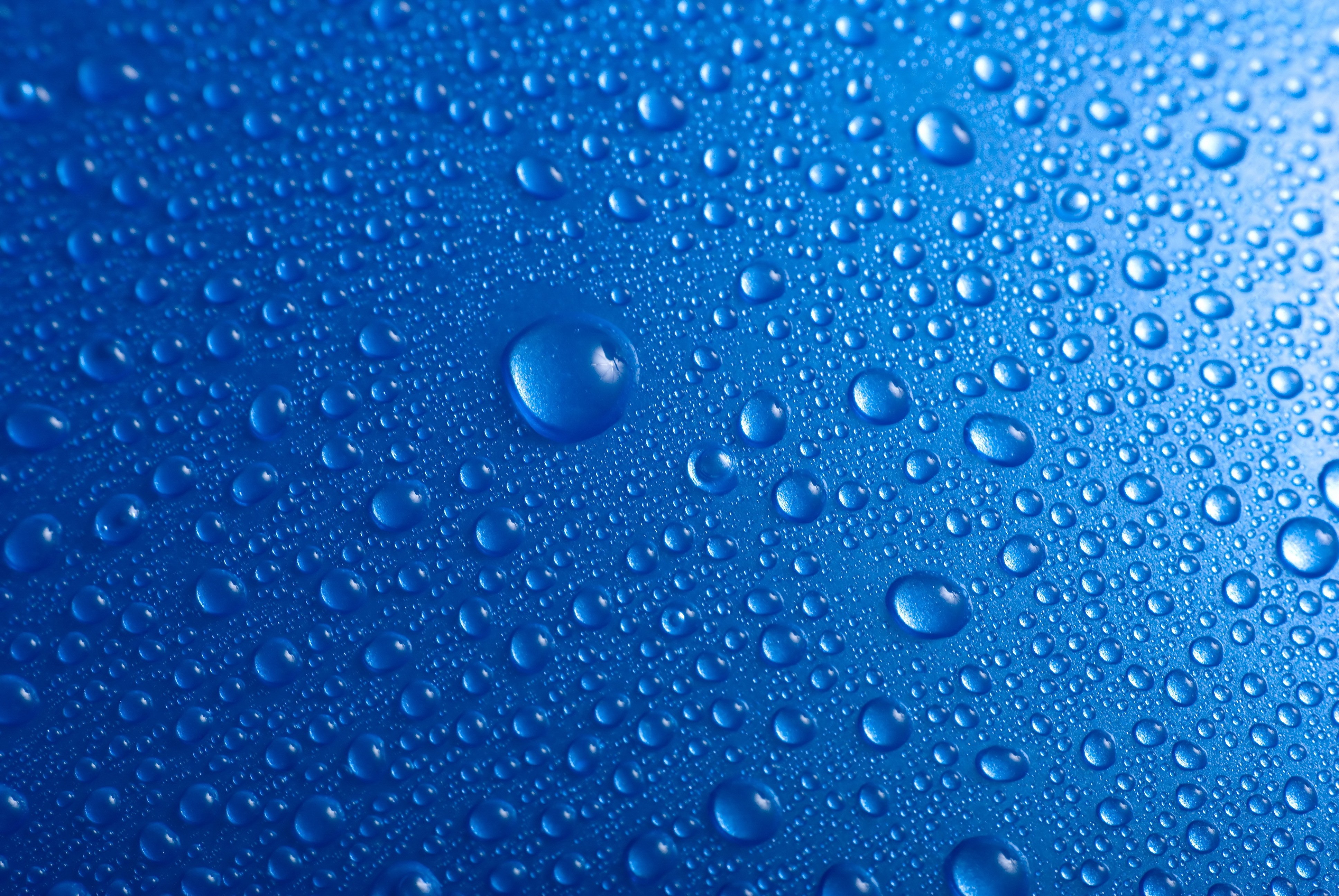 Gotas, Fondo azul, Gotas de agua