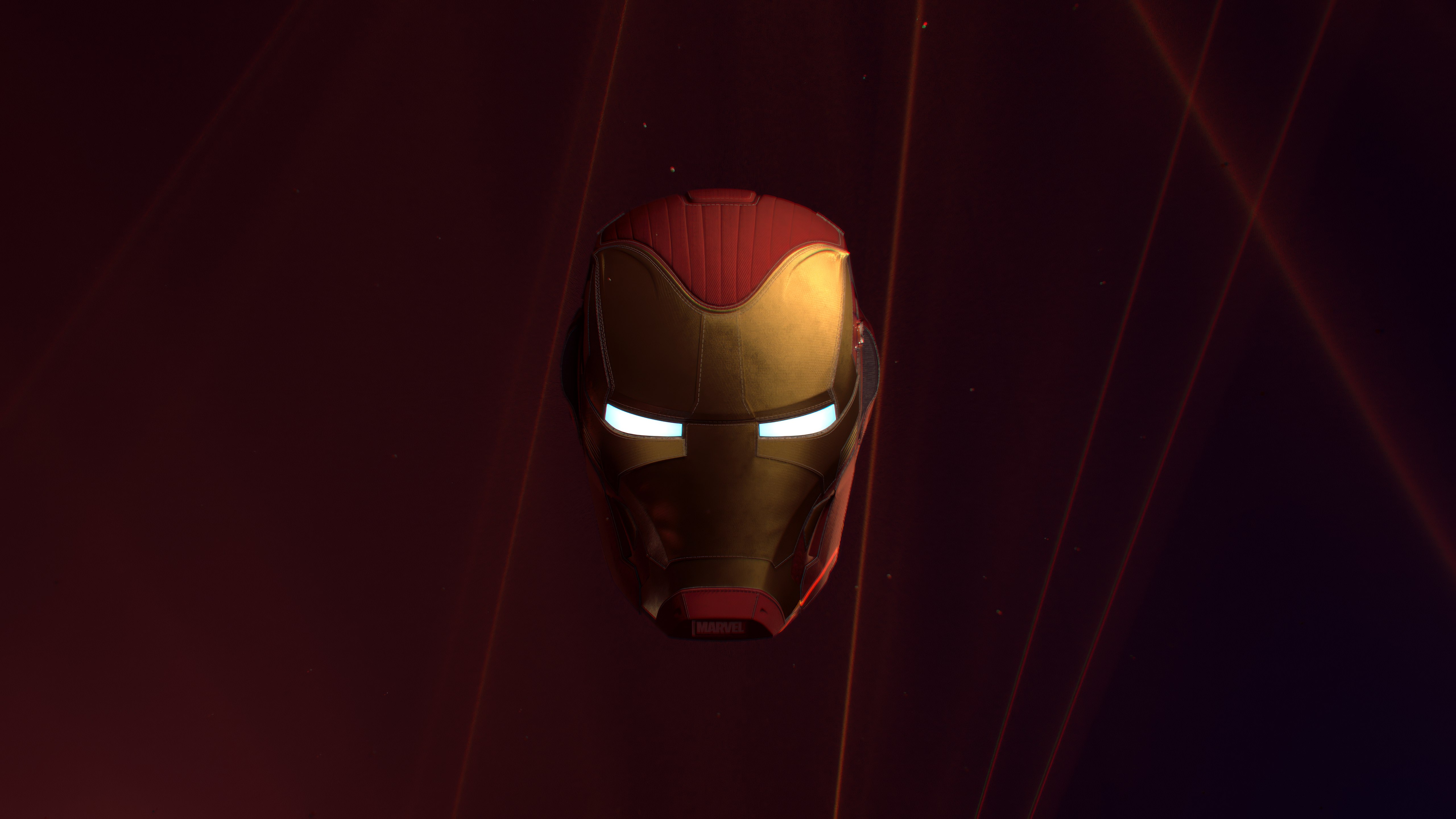 Iron Man, Casco, Tony Stark, Rojo oscuro, Minimalista, Superhéroes de Marvel, 5K