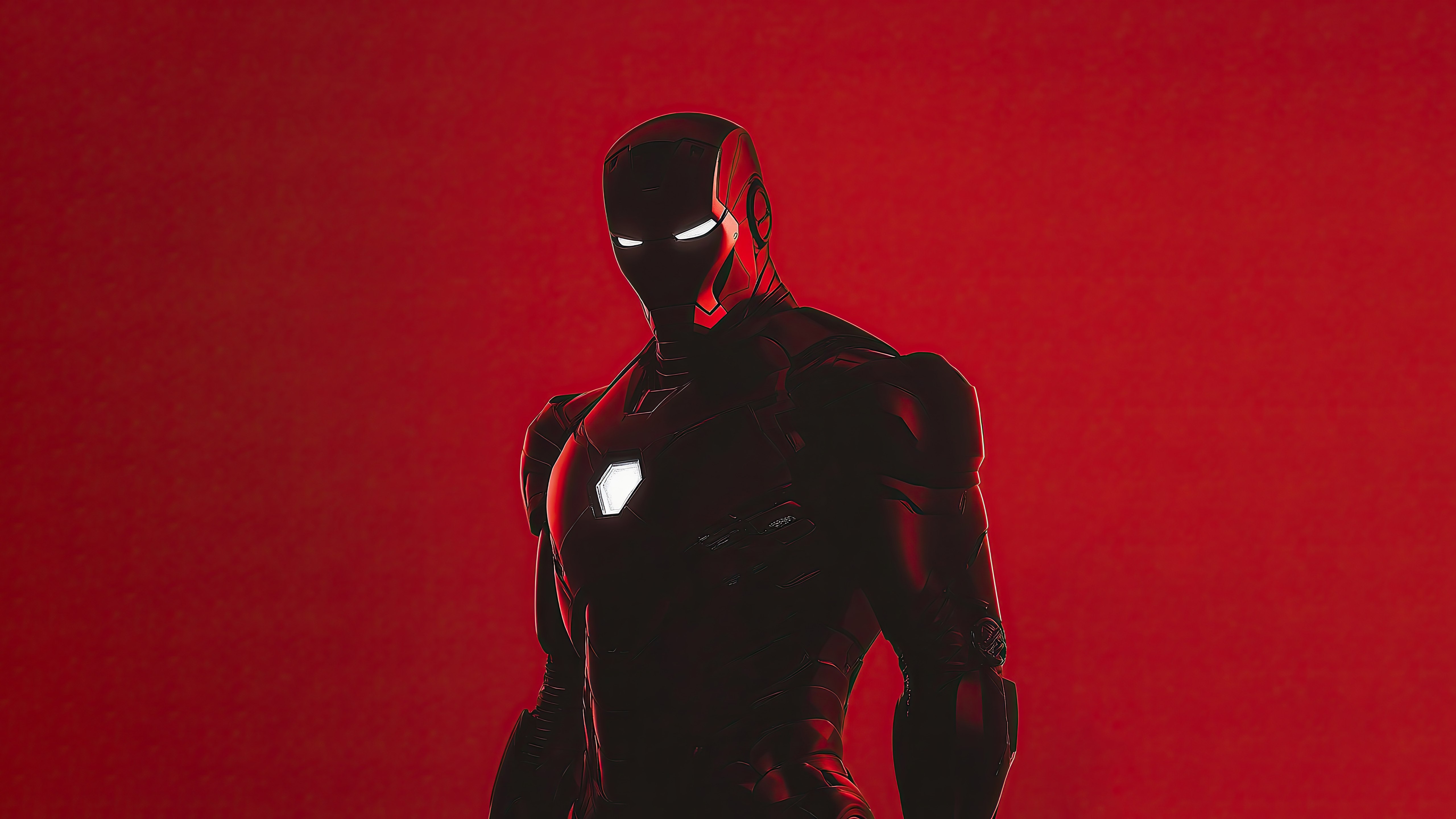 Iron Man, Estética roja, 5K, Fondo rojo, Superhéroes de Marvel, Monocromático