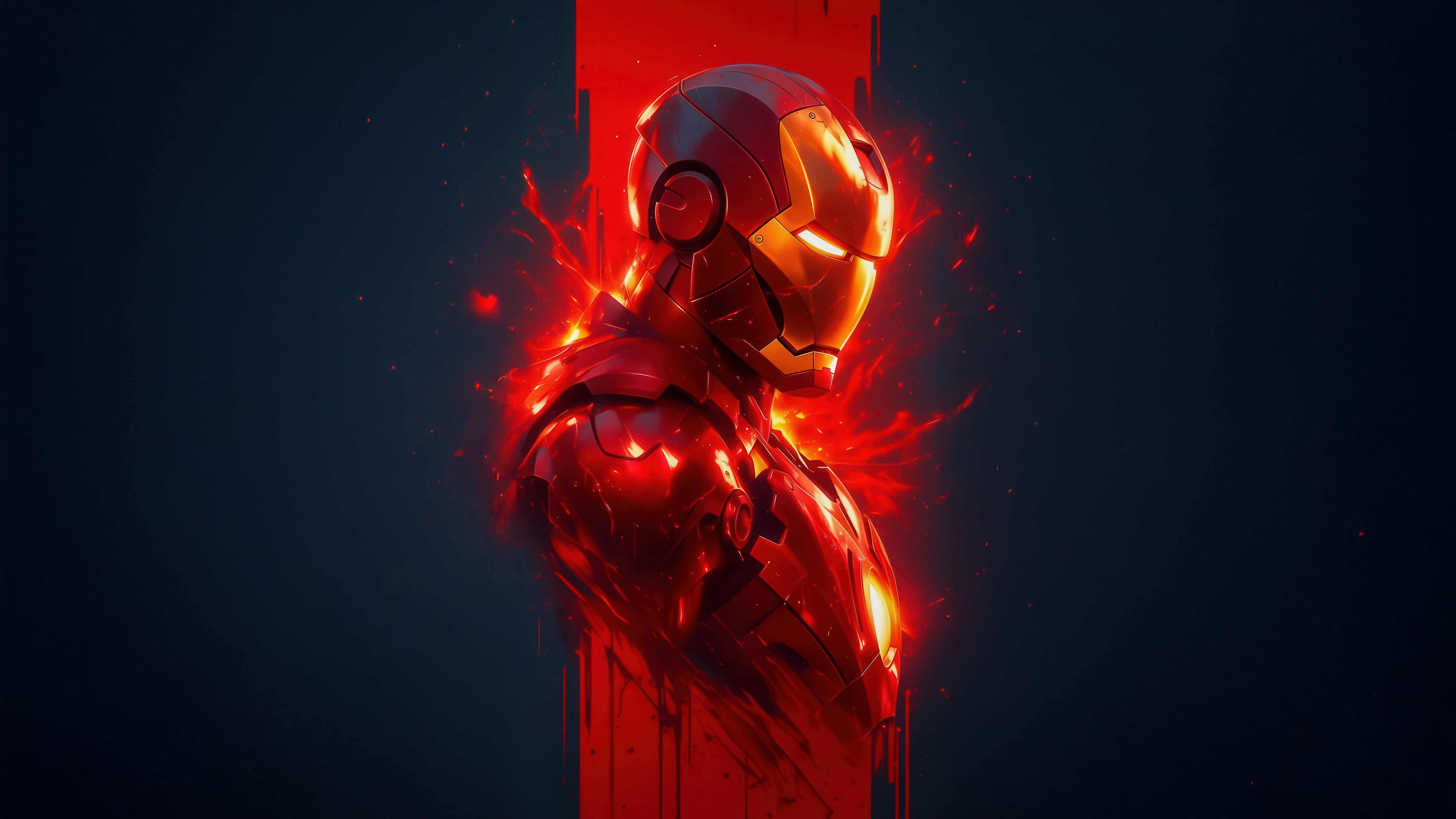 Iron Man, Feroz, 5K, Superhéroes de Marvel, Fondo oscuro