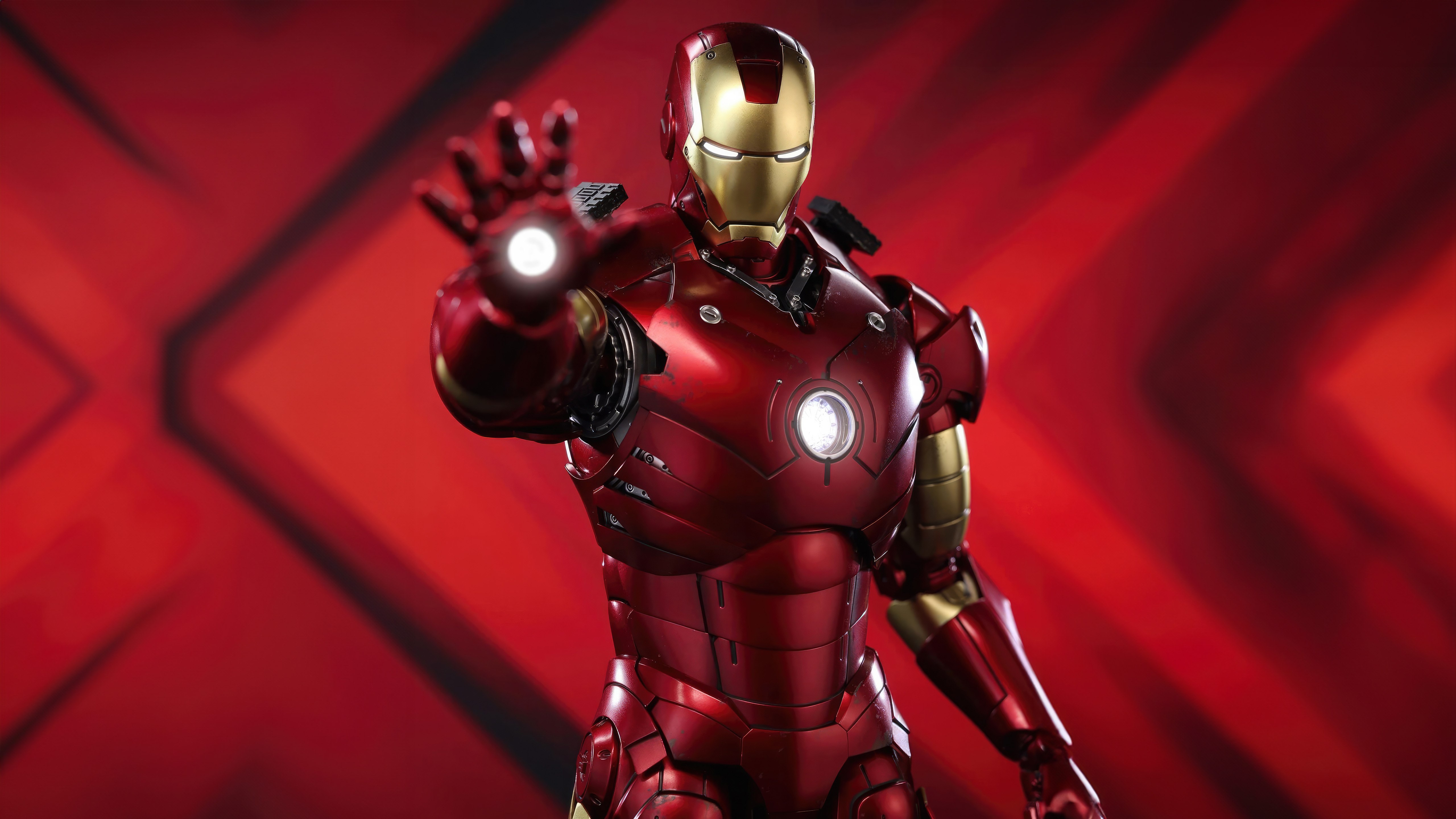 Iron Man, Figura de acción, Fondo rojo, 5K