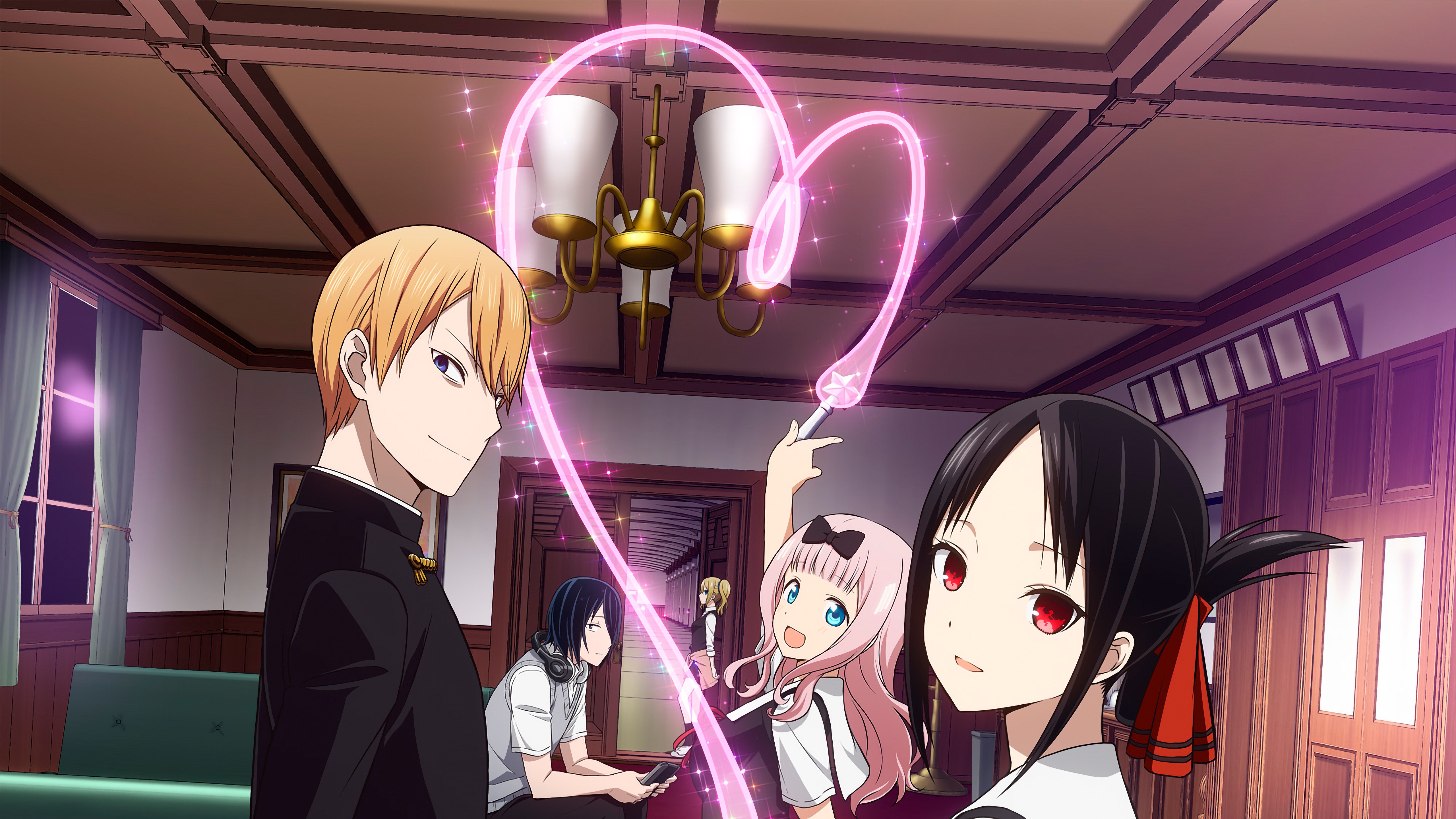 Kaguya-sama: Love is War, Corazón rosa, Arte de personaje, Chika Fujiwara, Miyuki Shirogane, Yuu Ishigami, Kaguya Shinomiya, 5K