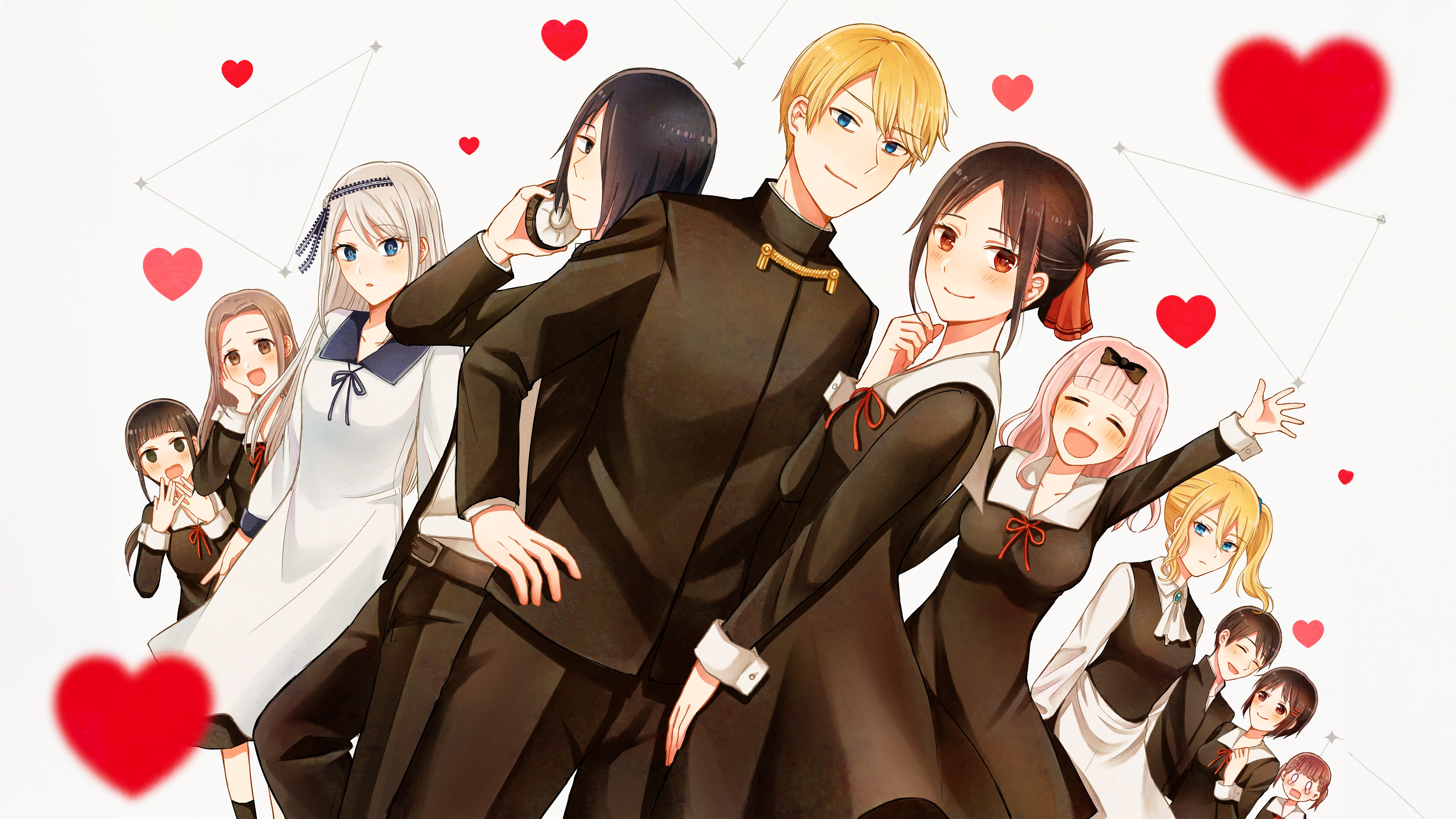 Kaguya-sama: Love is War, Serie de anime, Chika Fujiwara, Miyuki Shirogane, Yuu Ishigami, Kaguya Shinomiya, 5K