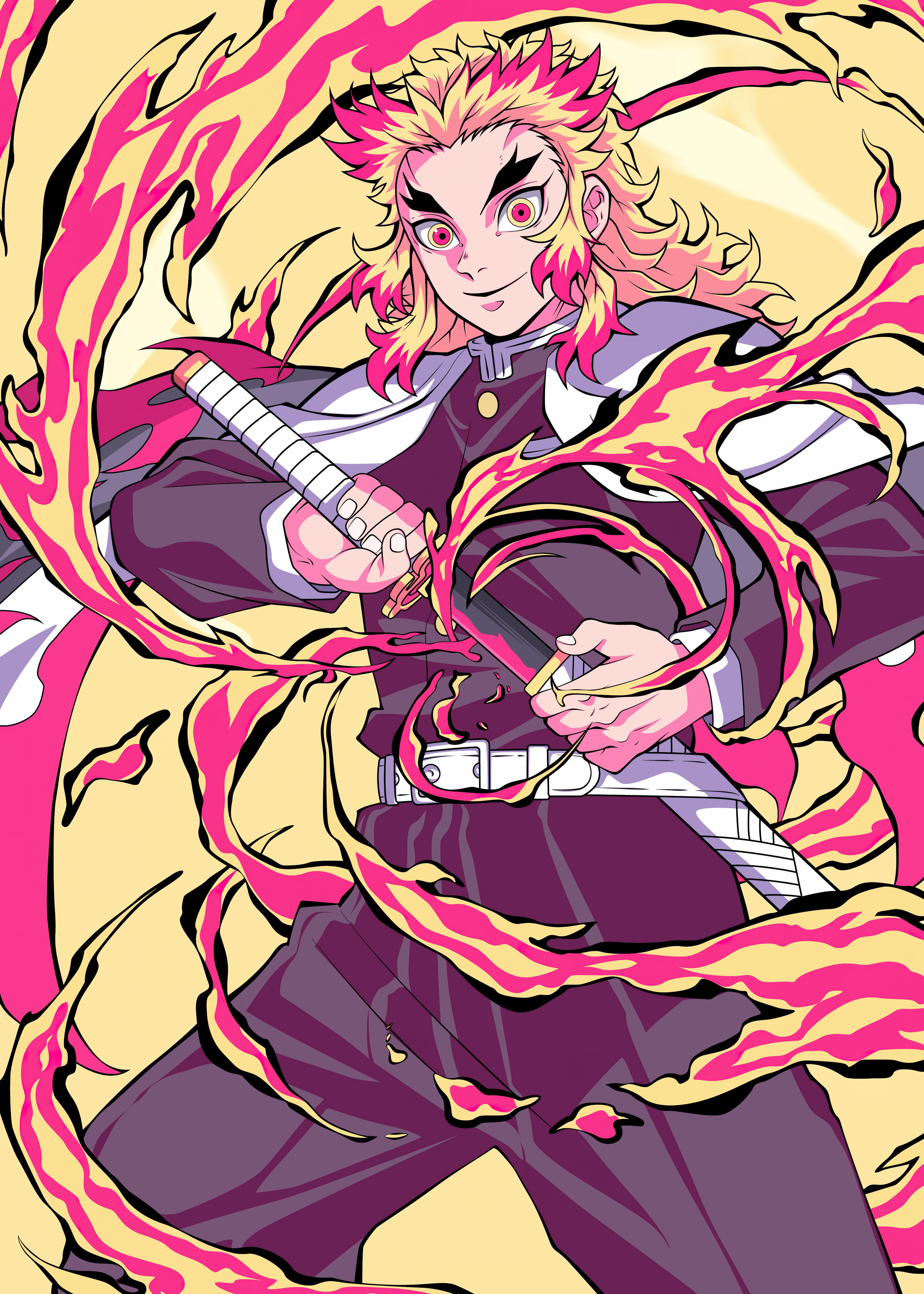 Kyojuro Rengoku, Demon Slayer: Kimetsu no Yaiba, Ilustración, 5K