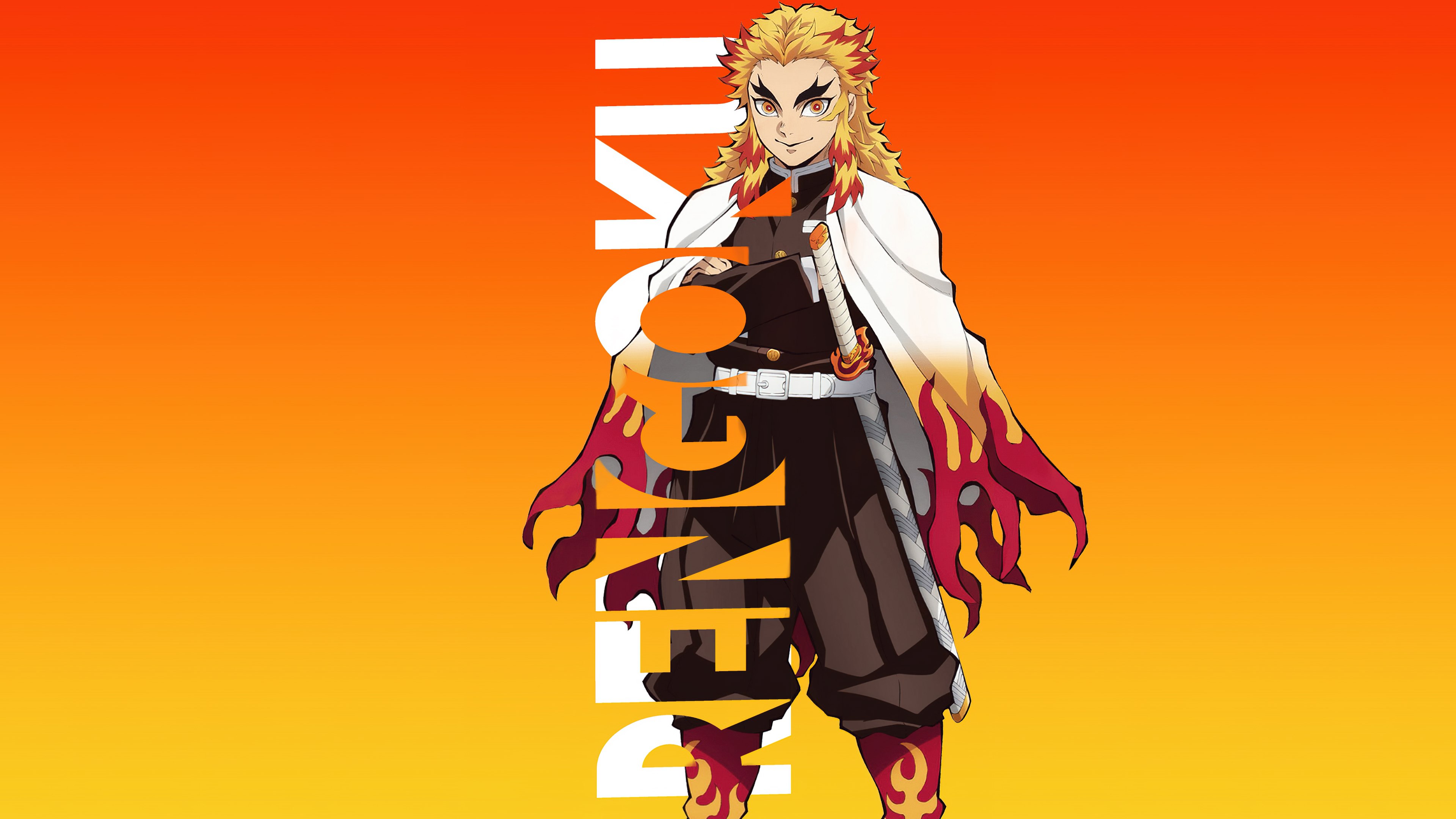Kyojuro Rengoku, Fondo naranja, Demon Slayer: Kimetsu no Yaiba