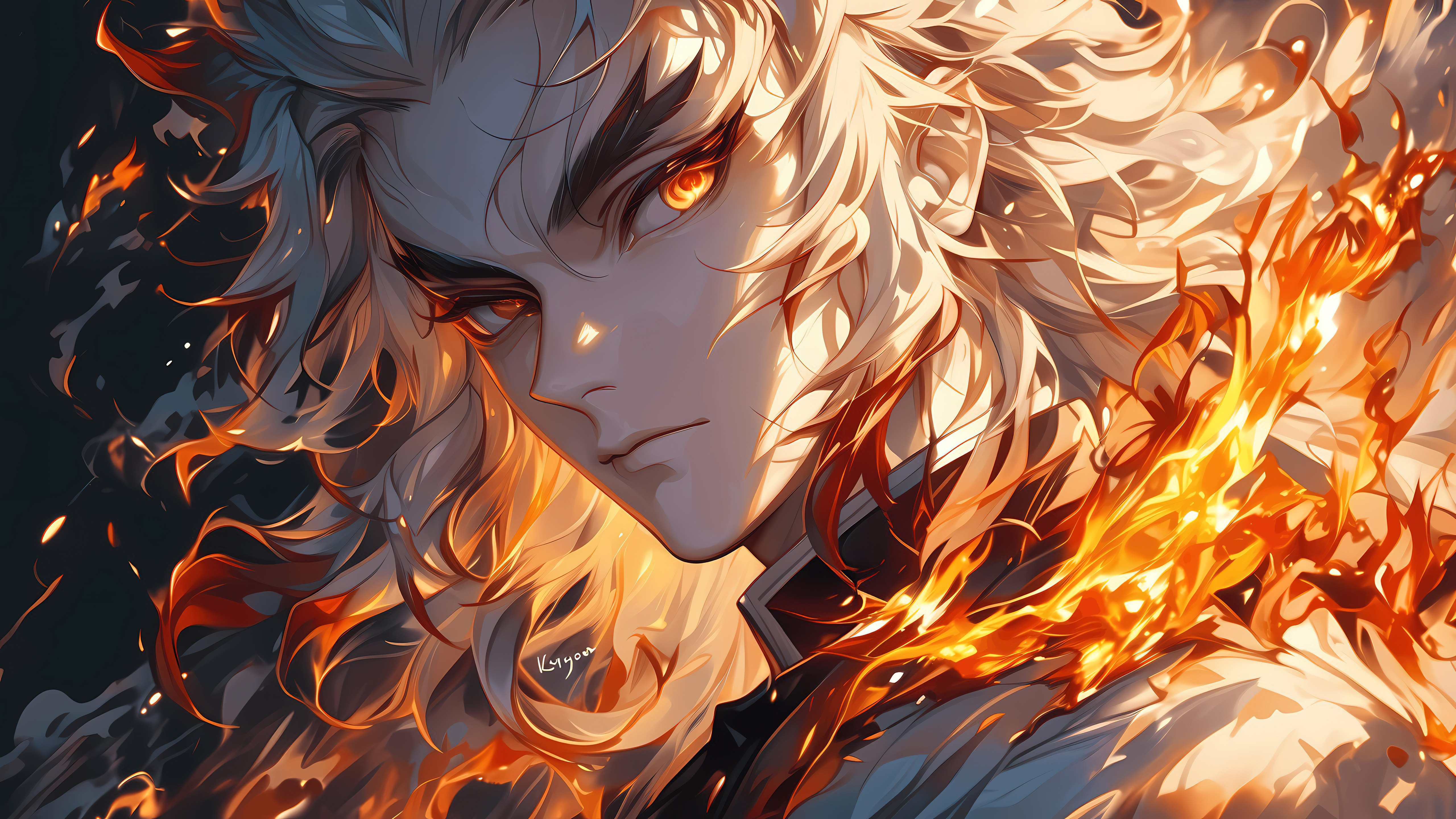Kyojuro Rengoku, Genial, Demon Slayer: Kimetsu no Yaiba, Fuego, 5K