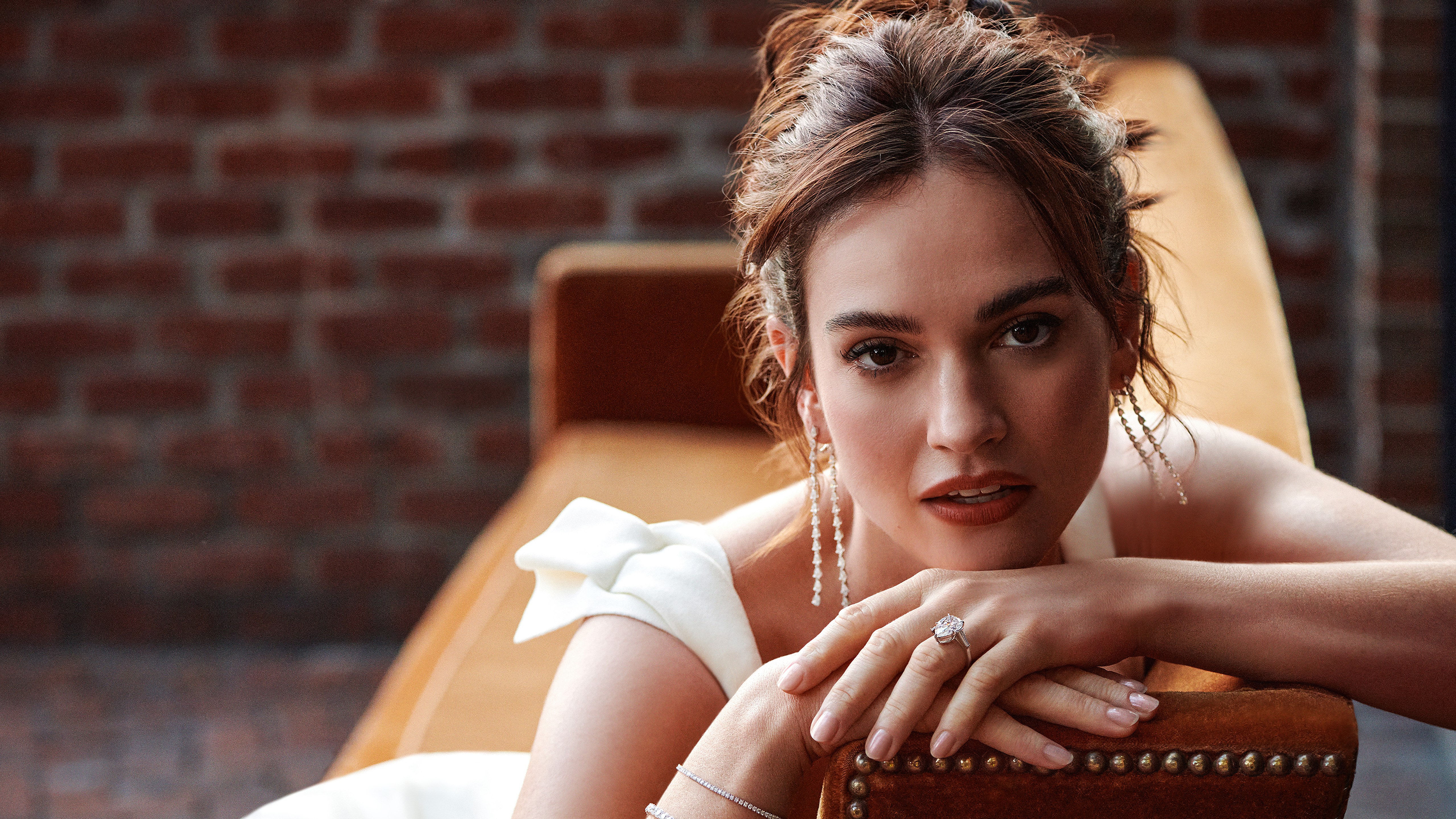 Lily James, Primer plano, 5K, Retrato