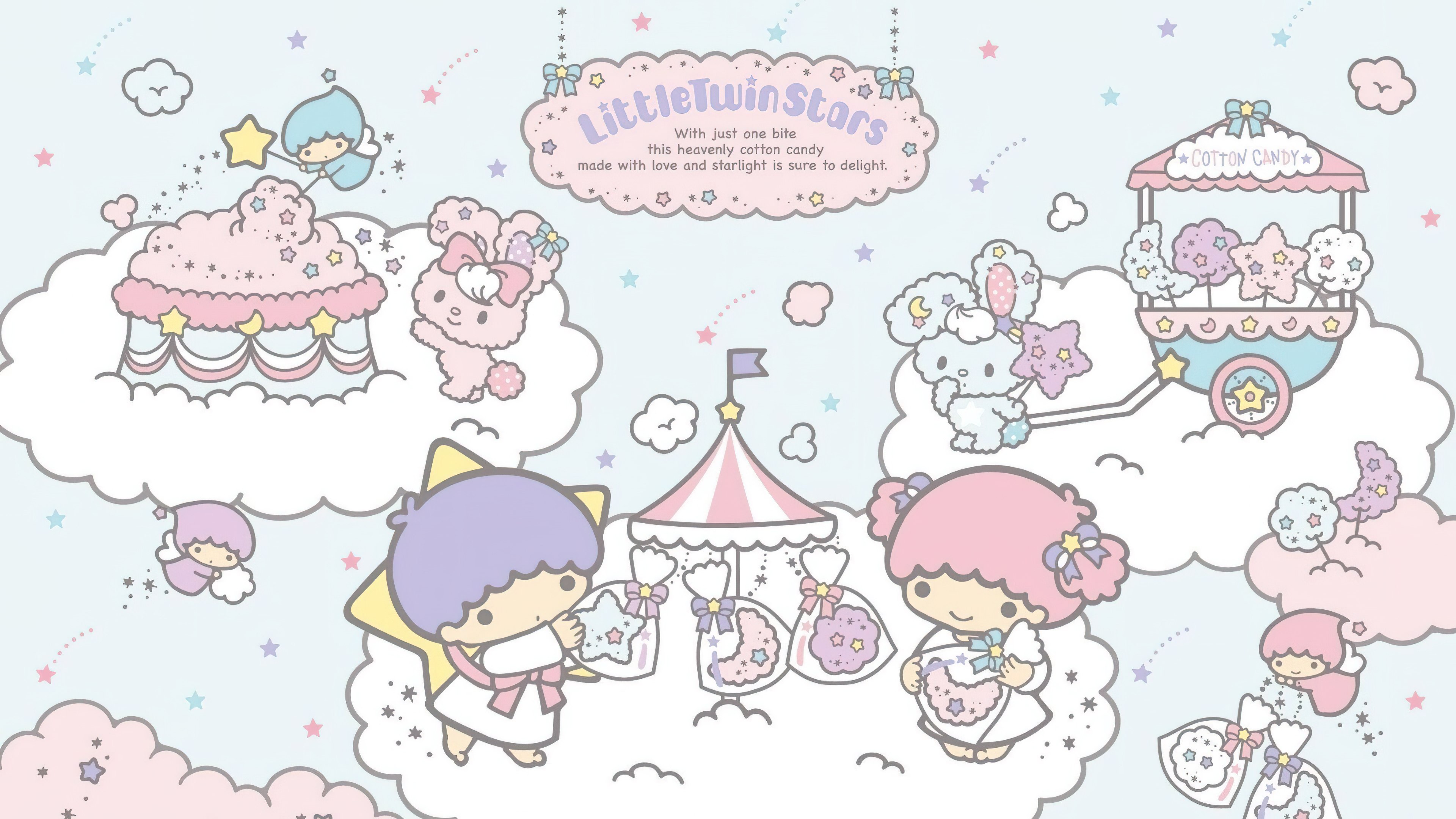Little Twin Stars, Algodón de azúcar, Pastel, Estética, Kiki and Lala, Dibujos animados, Sanrio