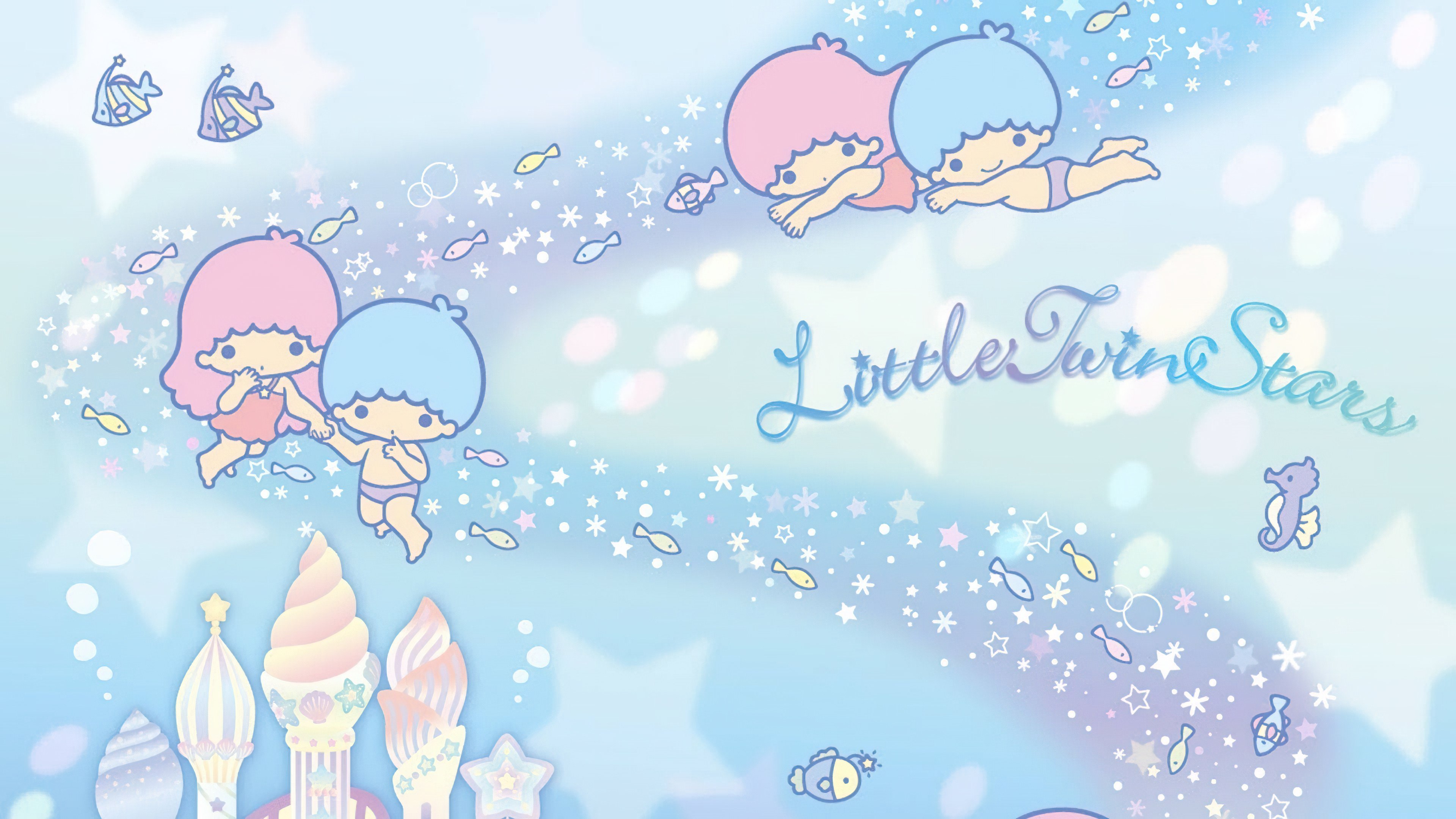 Little Twin Stars, Bajo el agua, Pastel, Estética, Kiki and Lala, Dibujos animados, Sanrio