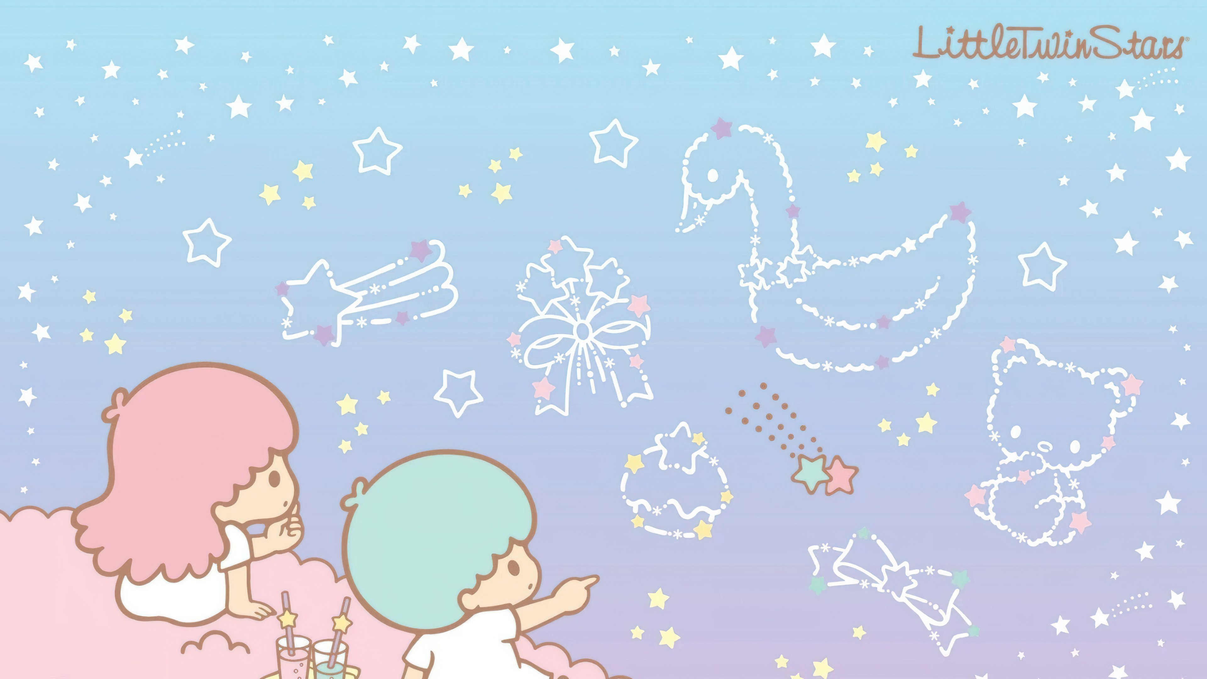 Little Twin Stars, Cielo nocturno, Kiki and Lala, Pastel, Estética, Dibujos animados, Sanrio