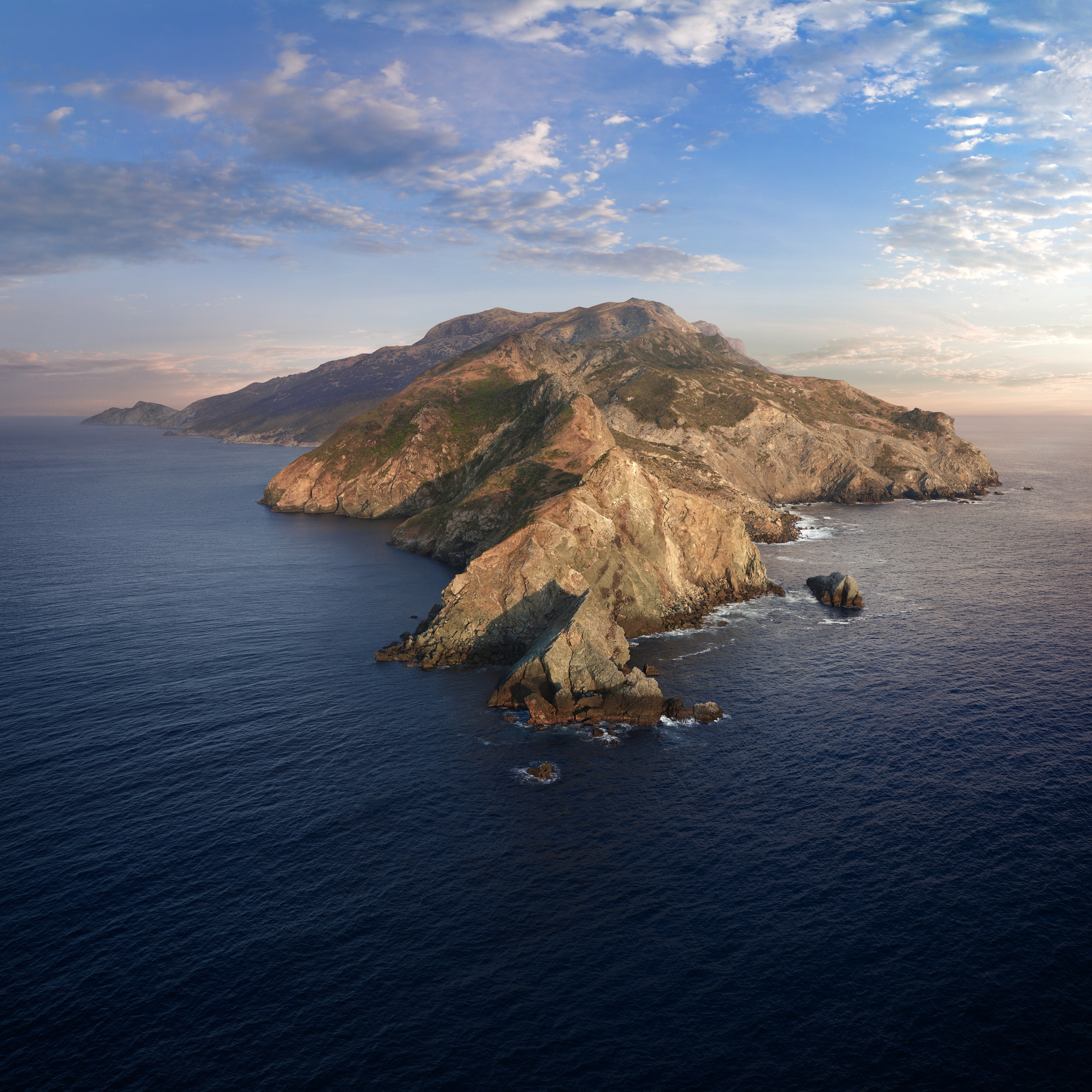 macOS Catalina, Montañas, Isla, Mañana, Stock, 5K