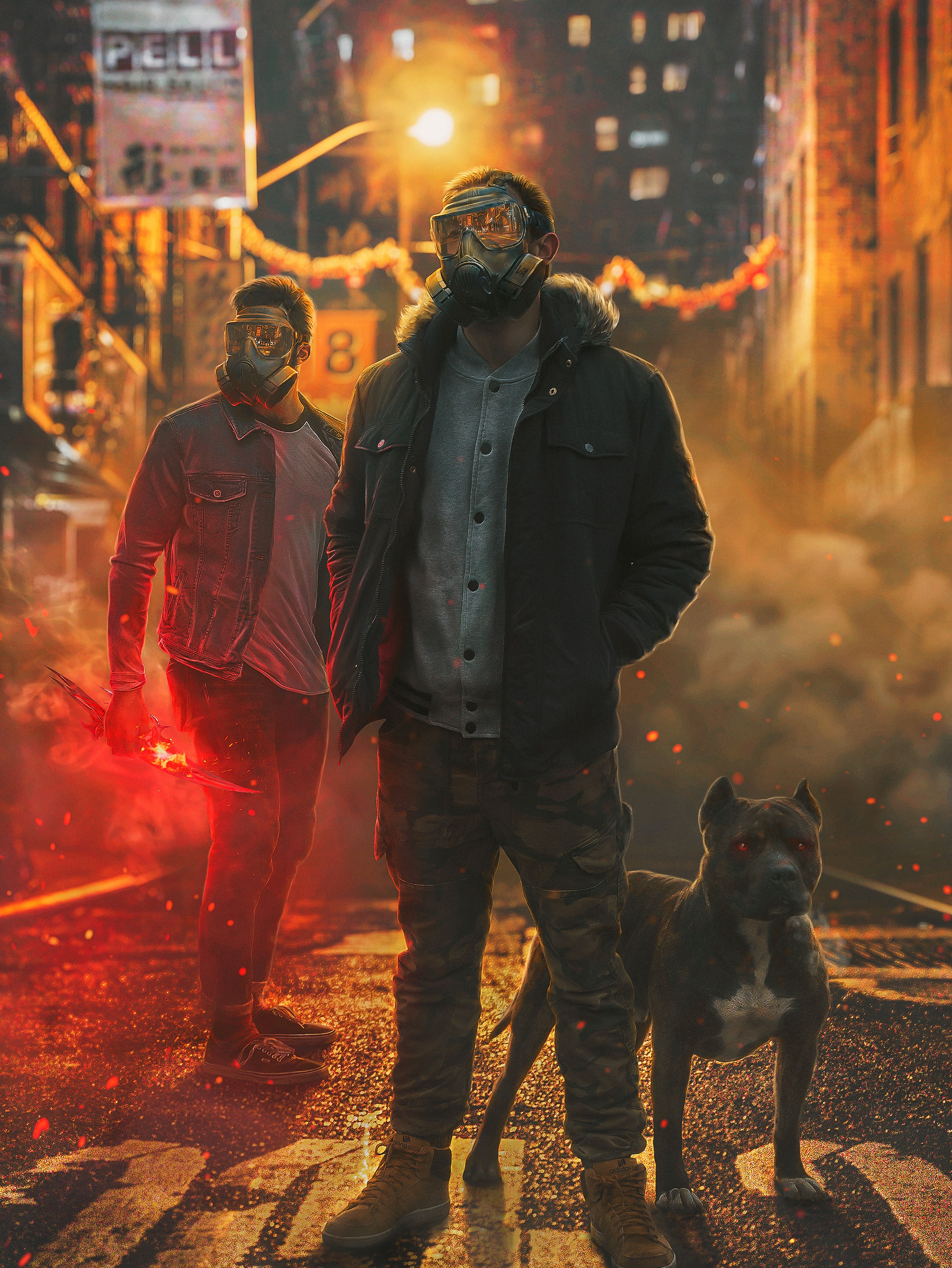 Máscaras de gas, Seguridad, Perros Cane Corso, Perro negro