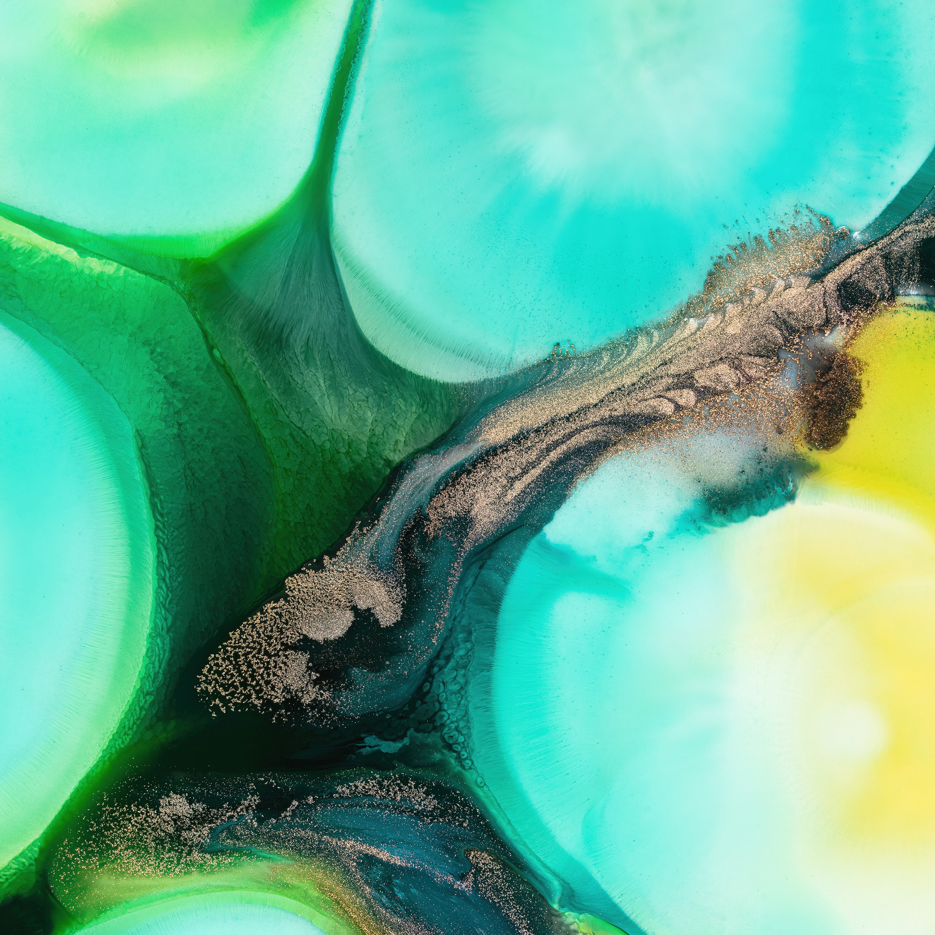 Mi Pad 5 Pro, Arte líquido, Fondo colorido, Macro, Stock, Verde