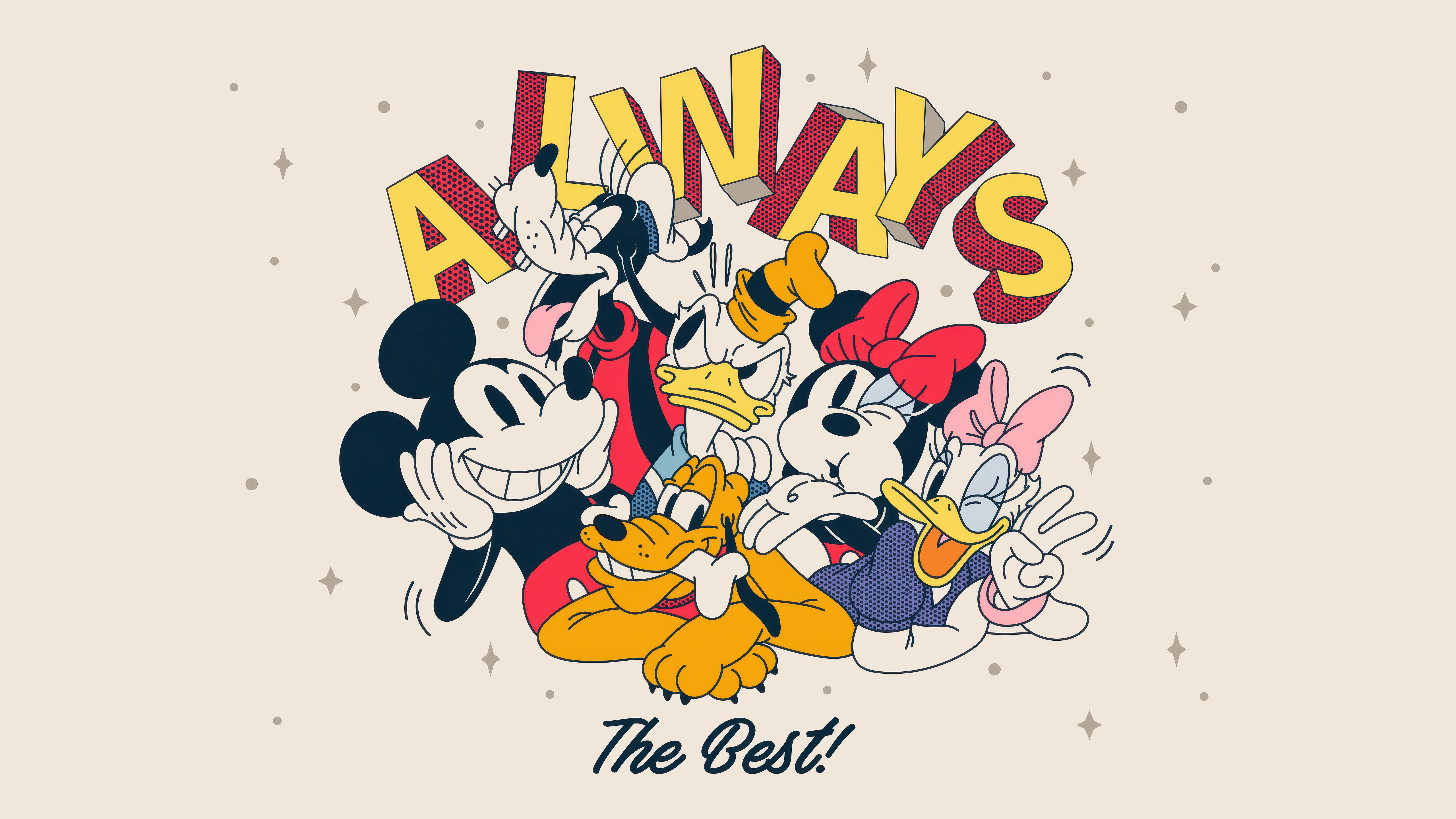 Mickey Mouse, Amigos, Mejores amigos, 5K, Goofy, Pluto, Minnie Mouse, Pato Donald, Daisy Duck, Dibujos animados, Disney