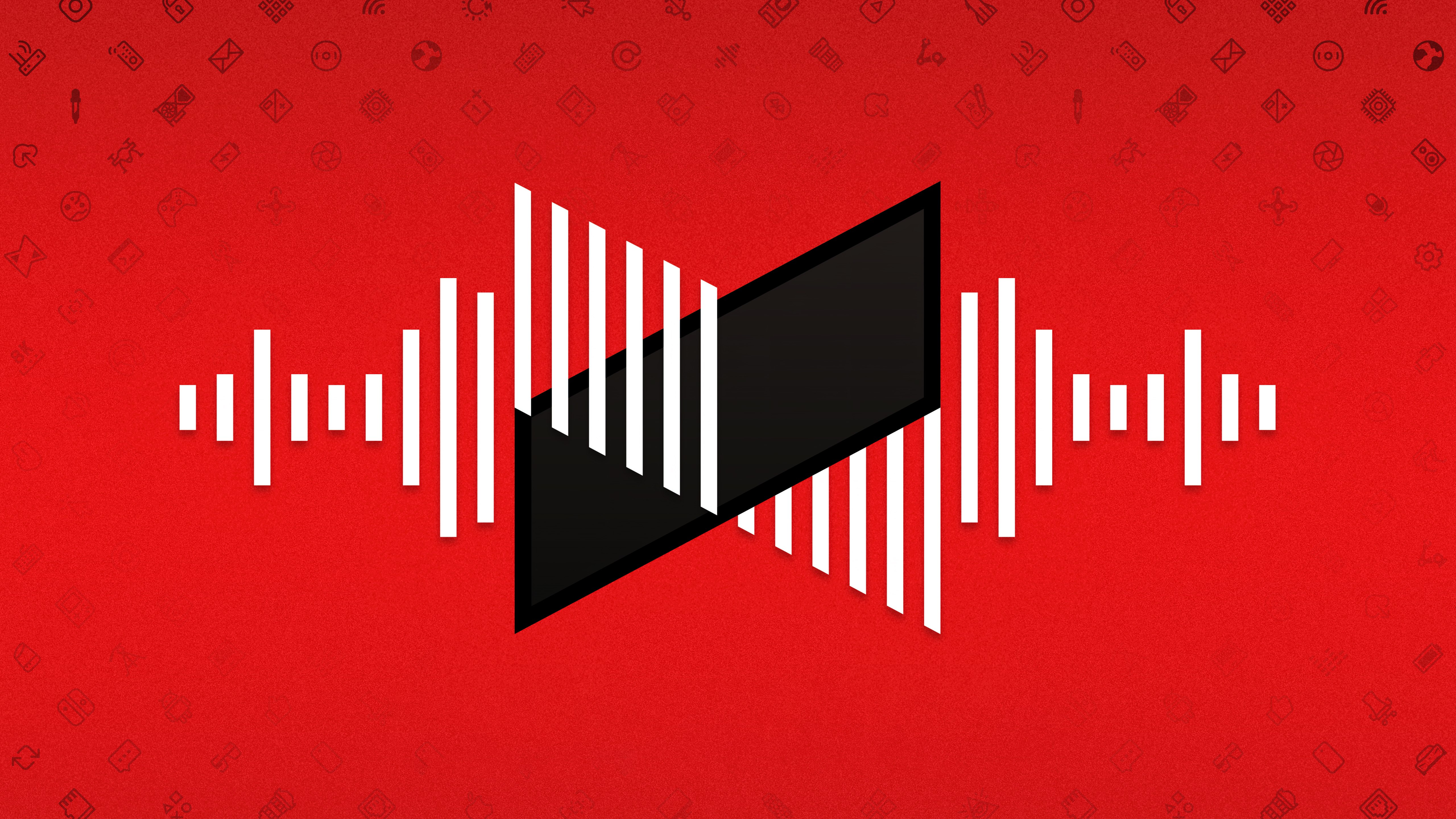MKBHD, Ondas, Fondo rojo, 5K, Líneas abstractas