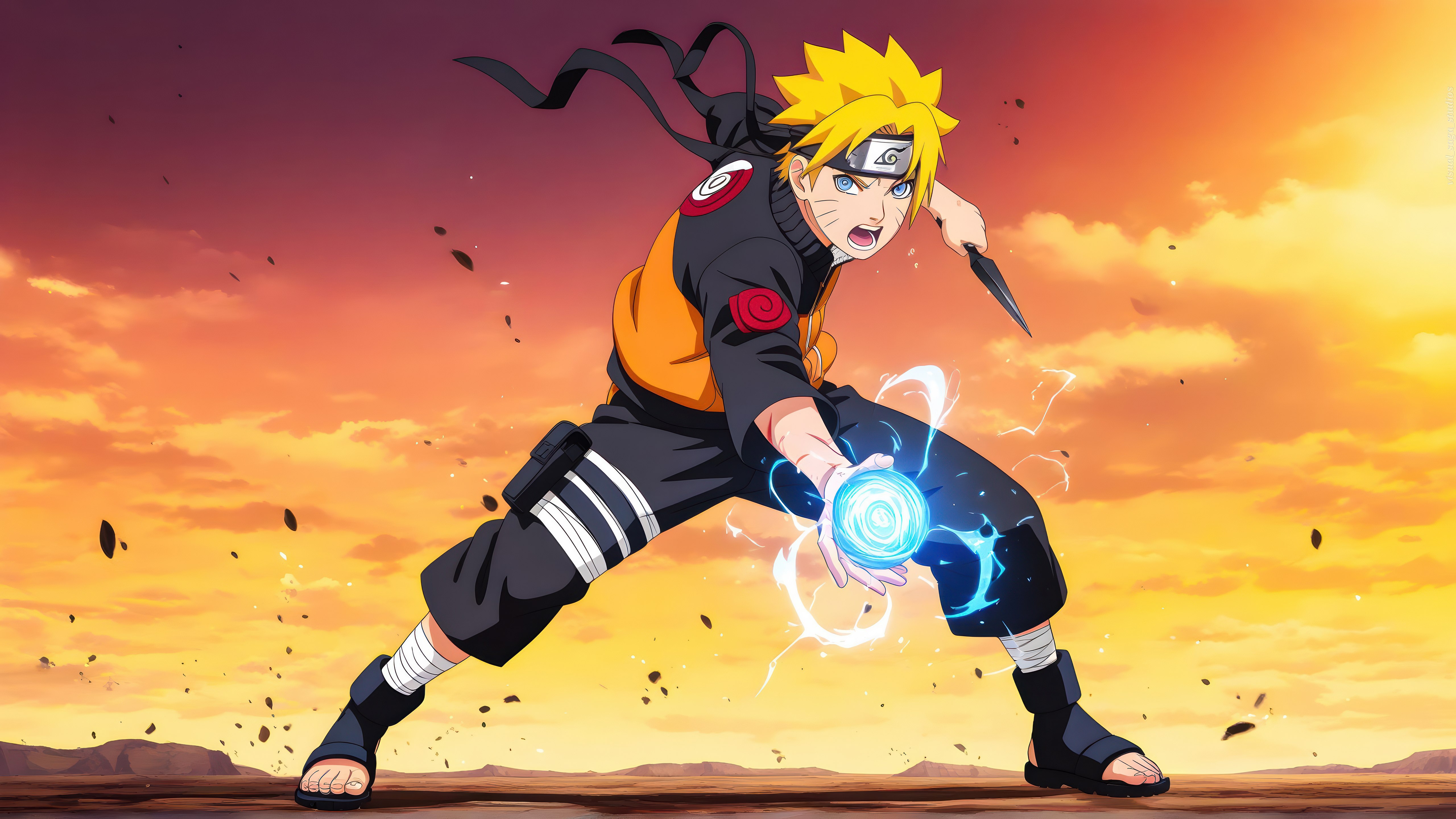 Naruto Uzumaki, Dramático, Atardecer, 5K