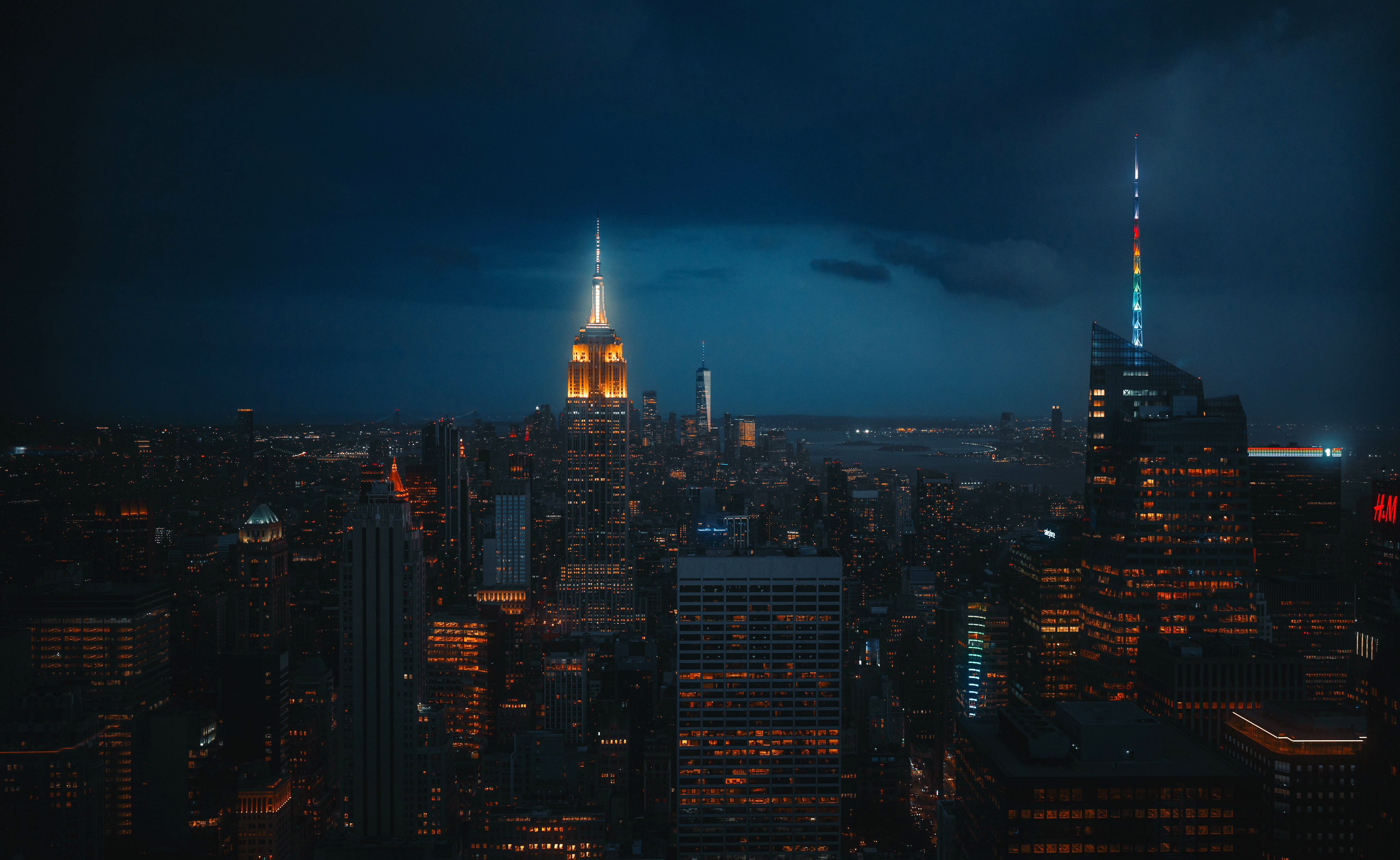 Nueva York, Noche, Paisaje urbano, Estética oscura, Empire State Building, EE. UU.