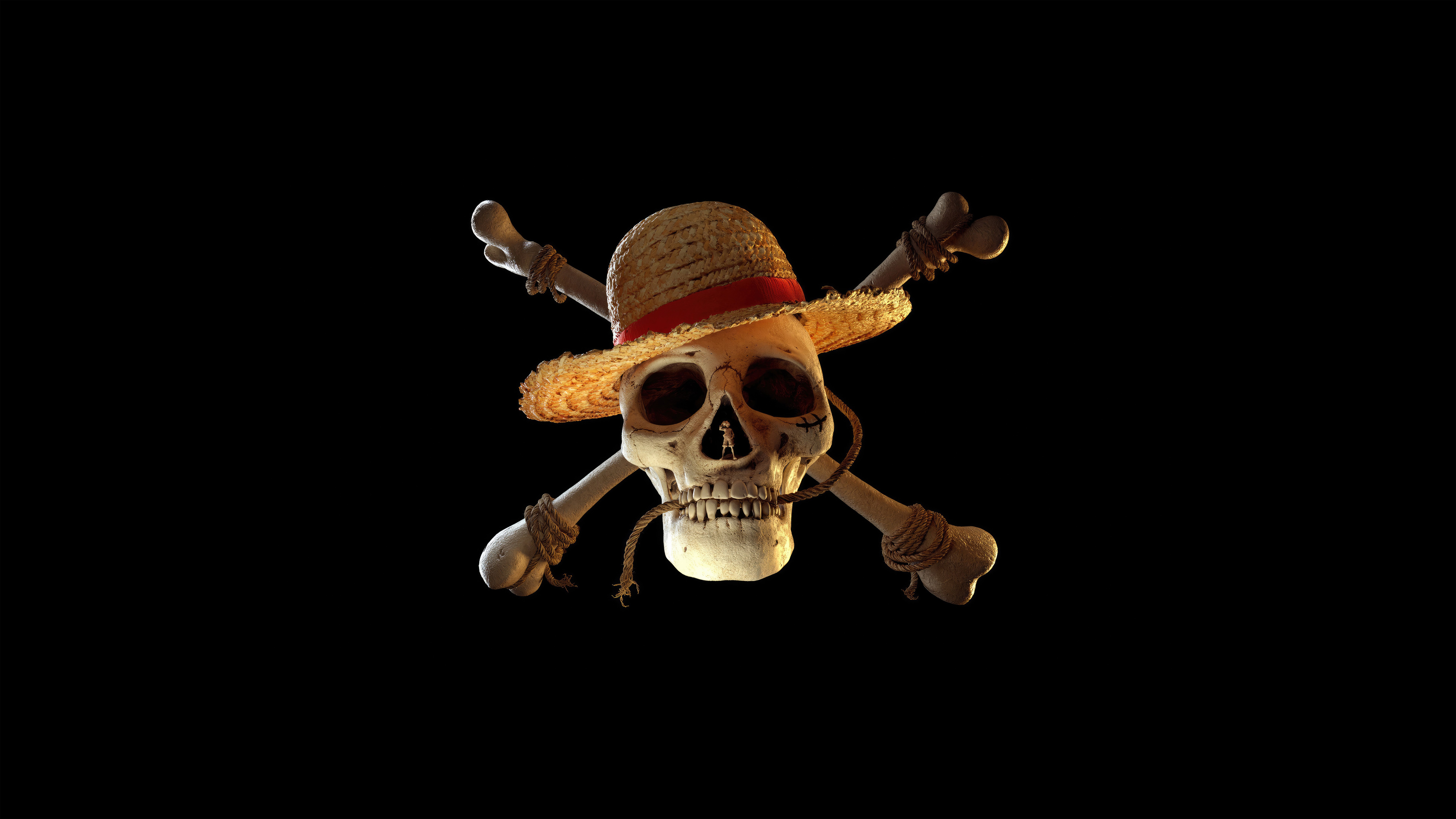 One Piece, Logo, AMOLED, Fondo negro, 5K, 8K