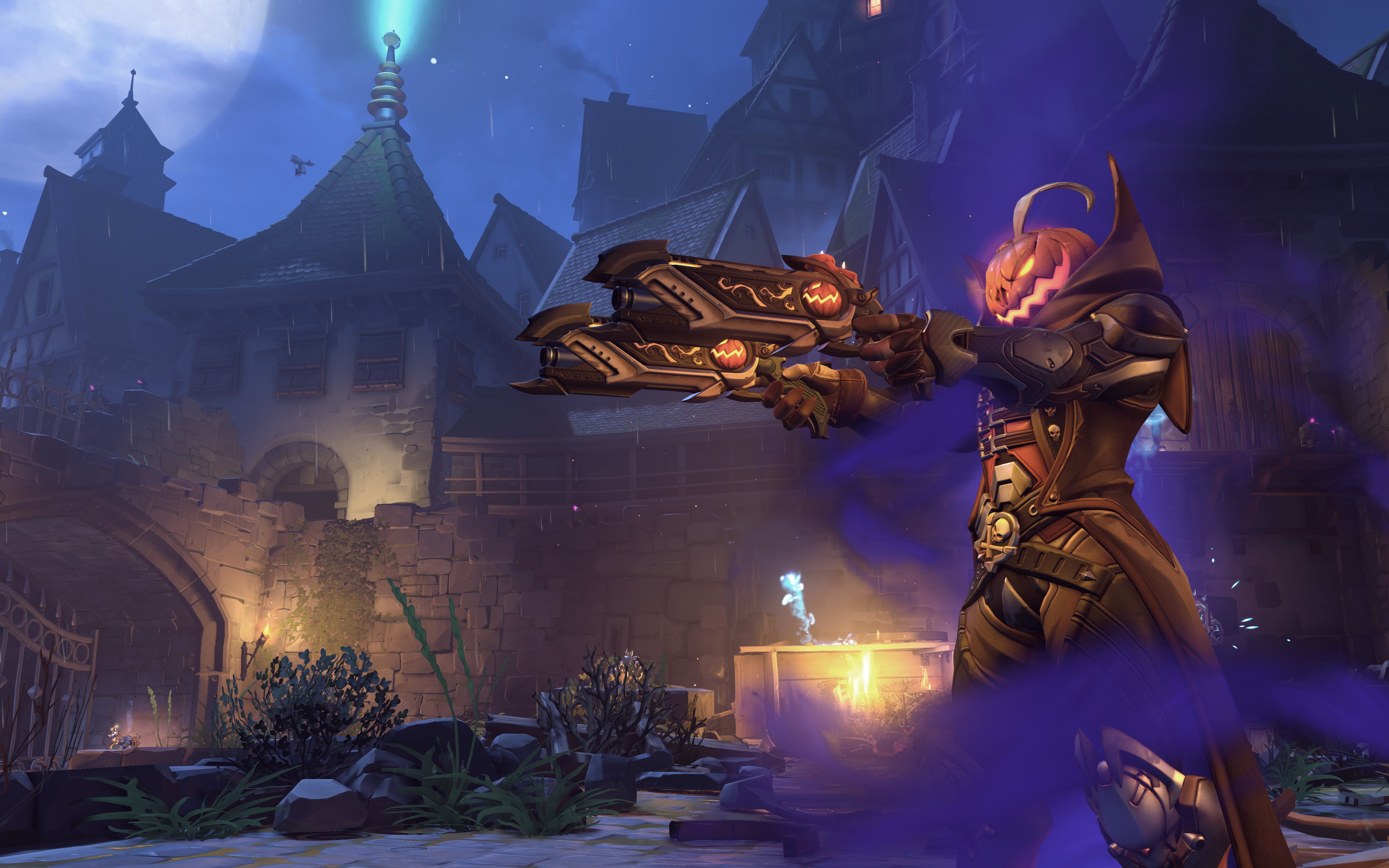 Overwatch, Halloween Terror, Reaper, Calabaza, Casa encantada, 5K