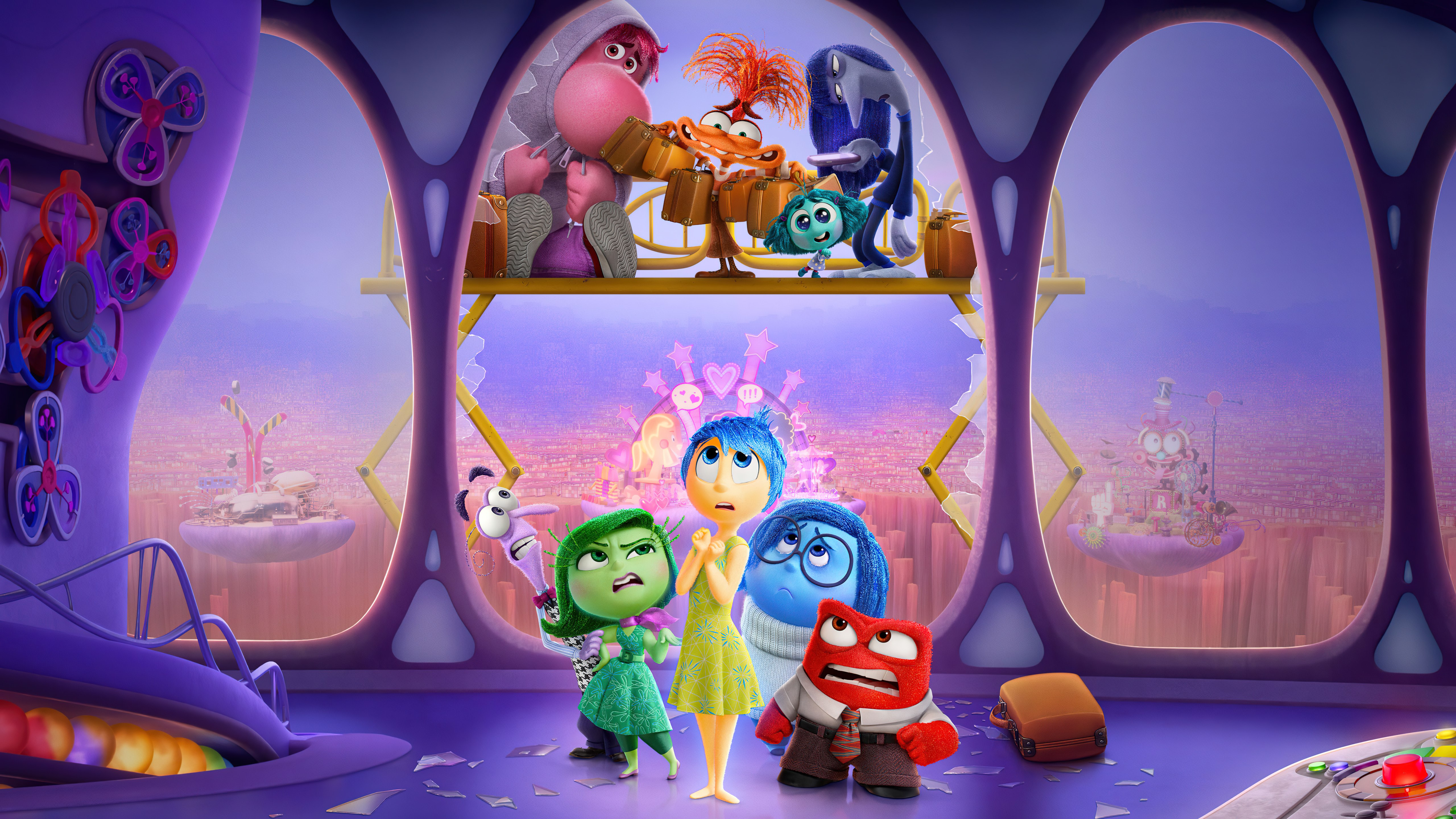 Pixar, Inside Out 2, Arte de personaje, Póster de película, Películas de animación, Películas de Pixar, Películas de 2024, Alegría (Del revés), Tristeza (Del revés), Ira (Del revés), Miedo (Del revés), Asco (Del revés), Ansiedad (Del revés), 5K, Vergüenza, Envidia