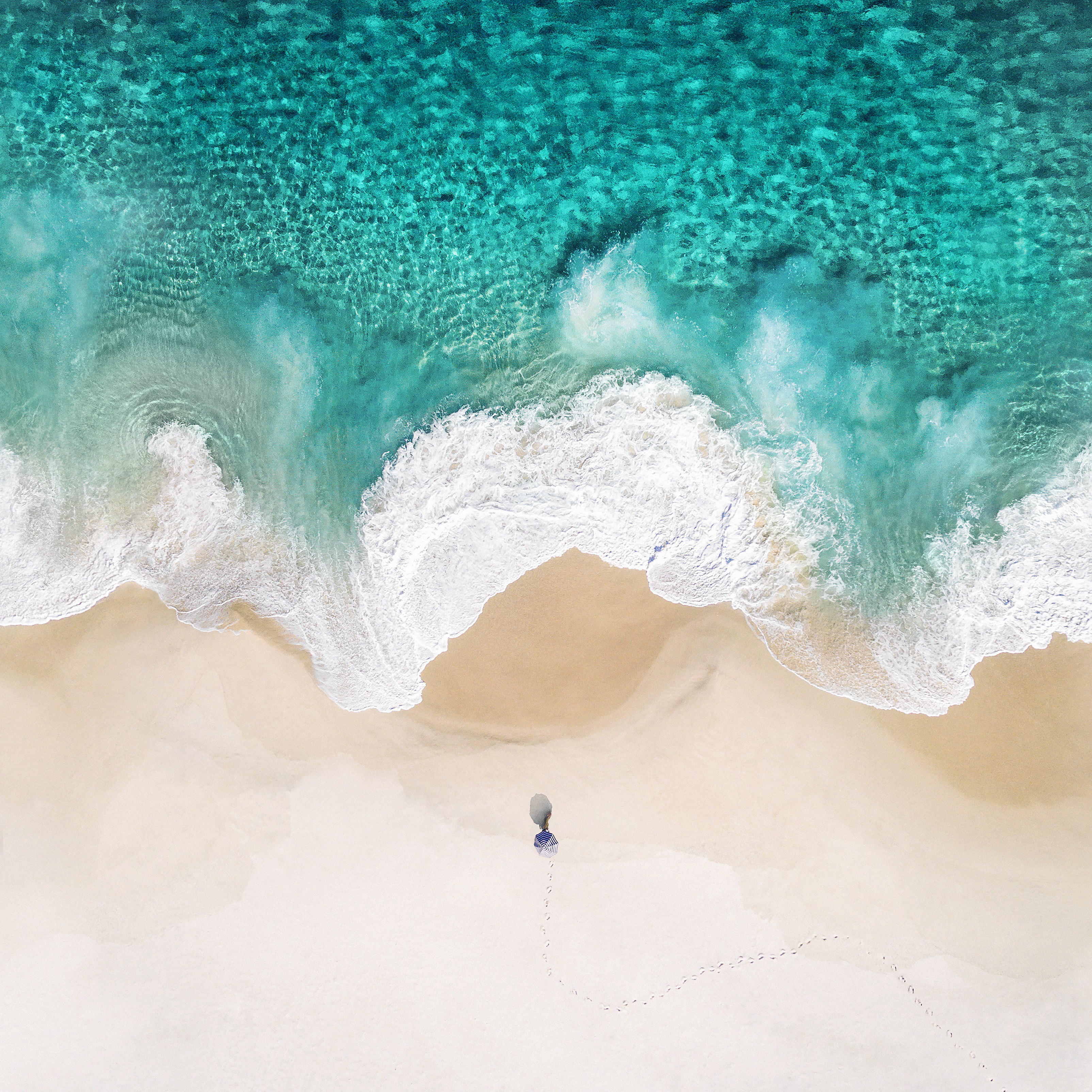 Playa, Sola, Relax, Verano, Vista aérea, iOS 10, Stock