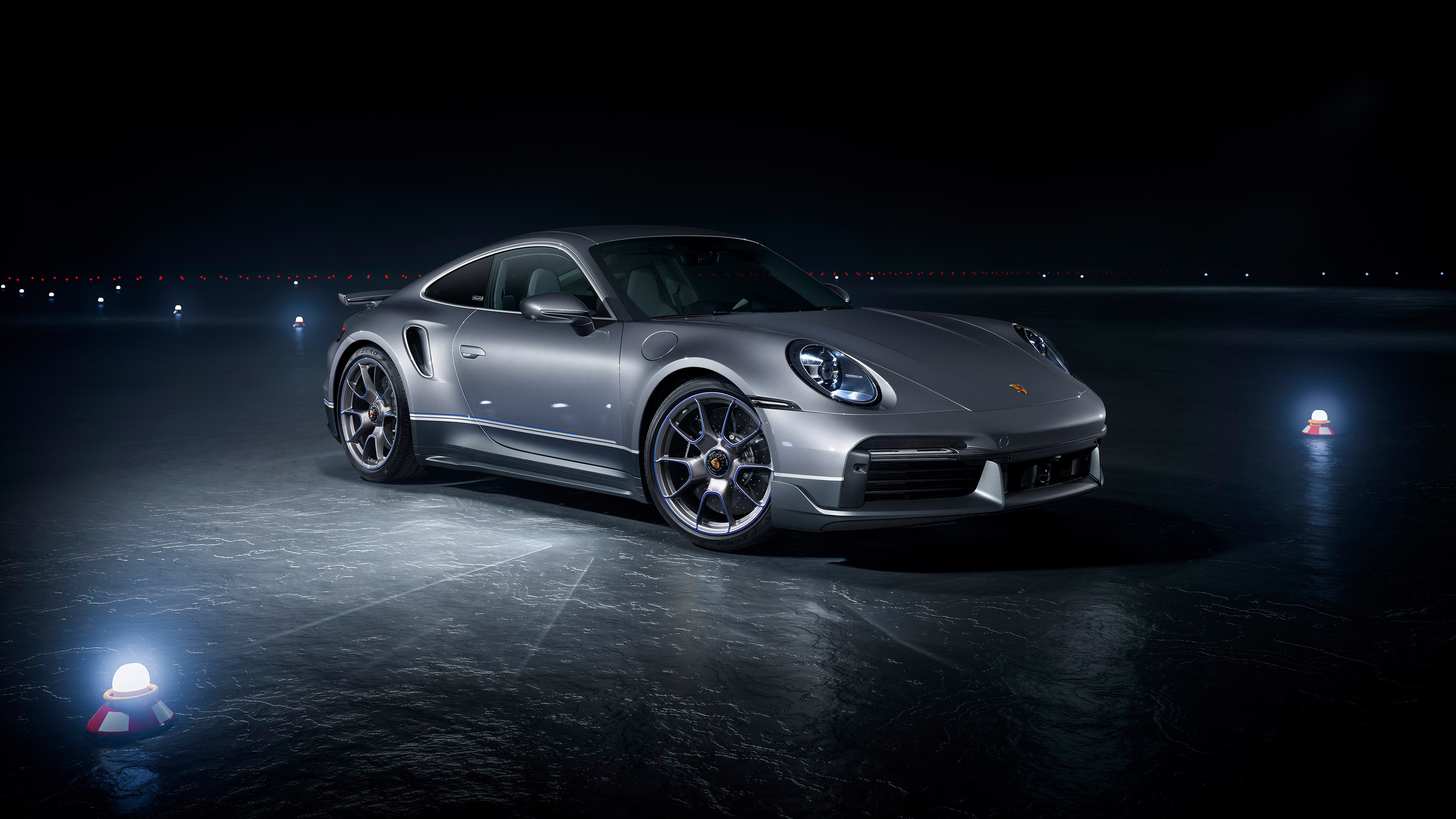 Porsche 911 Turbo S, Coche deportivo, 5K, Fondo oscuro