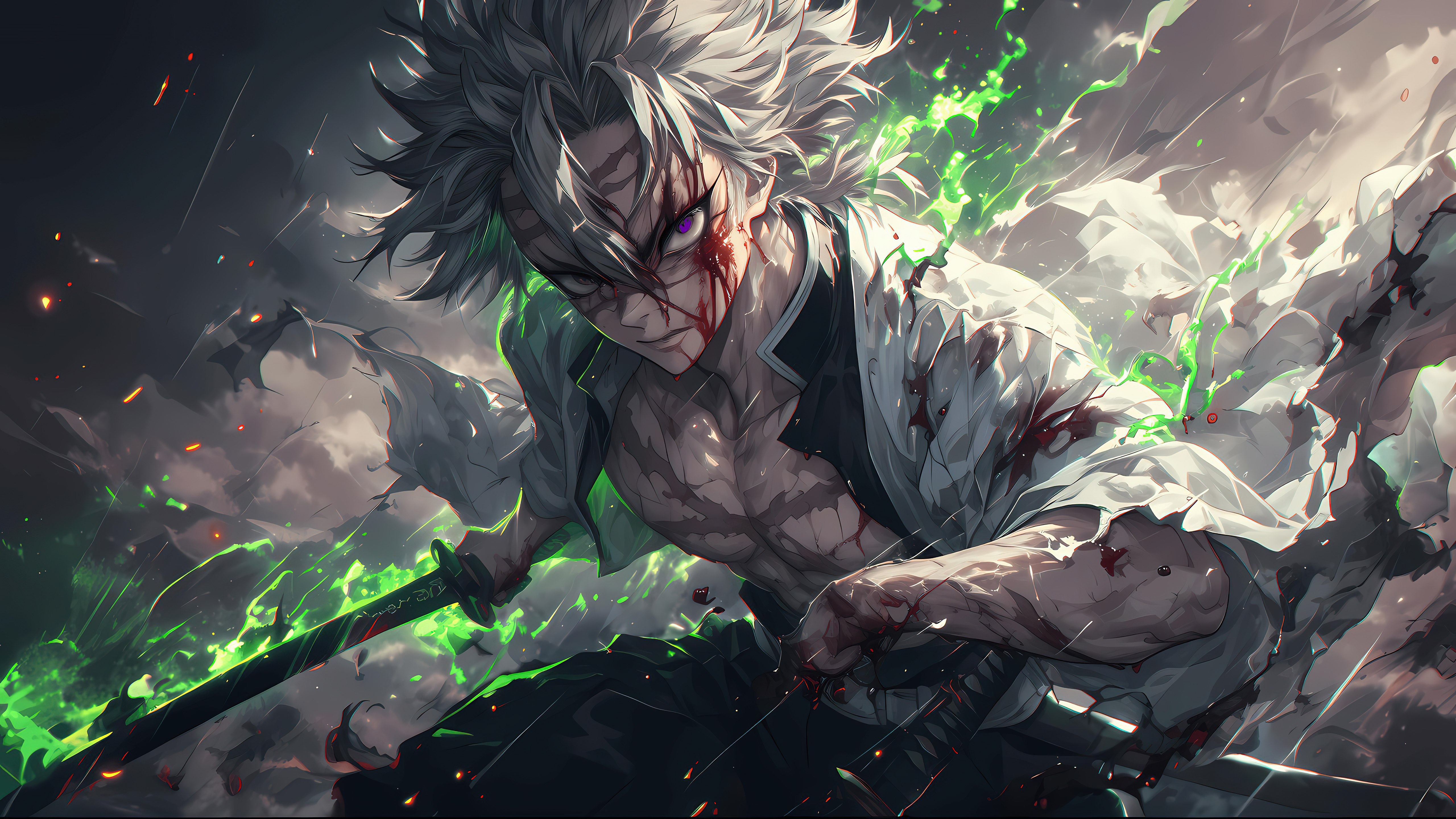 Sanemi Shinazugawa, Arte con IA, 5K, Demon Slayer: Kimetsu no Yaiba