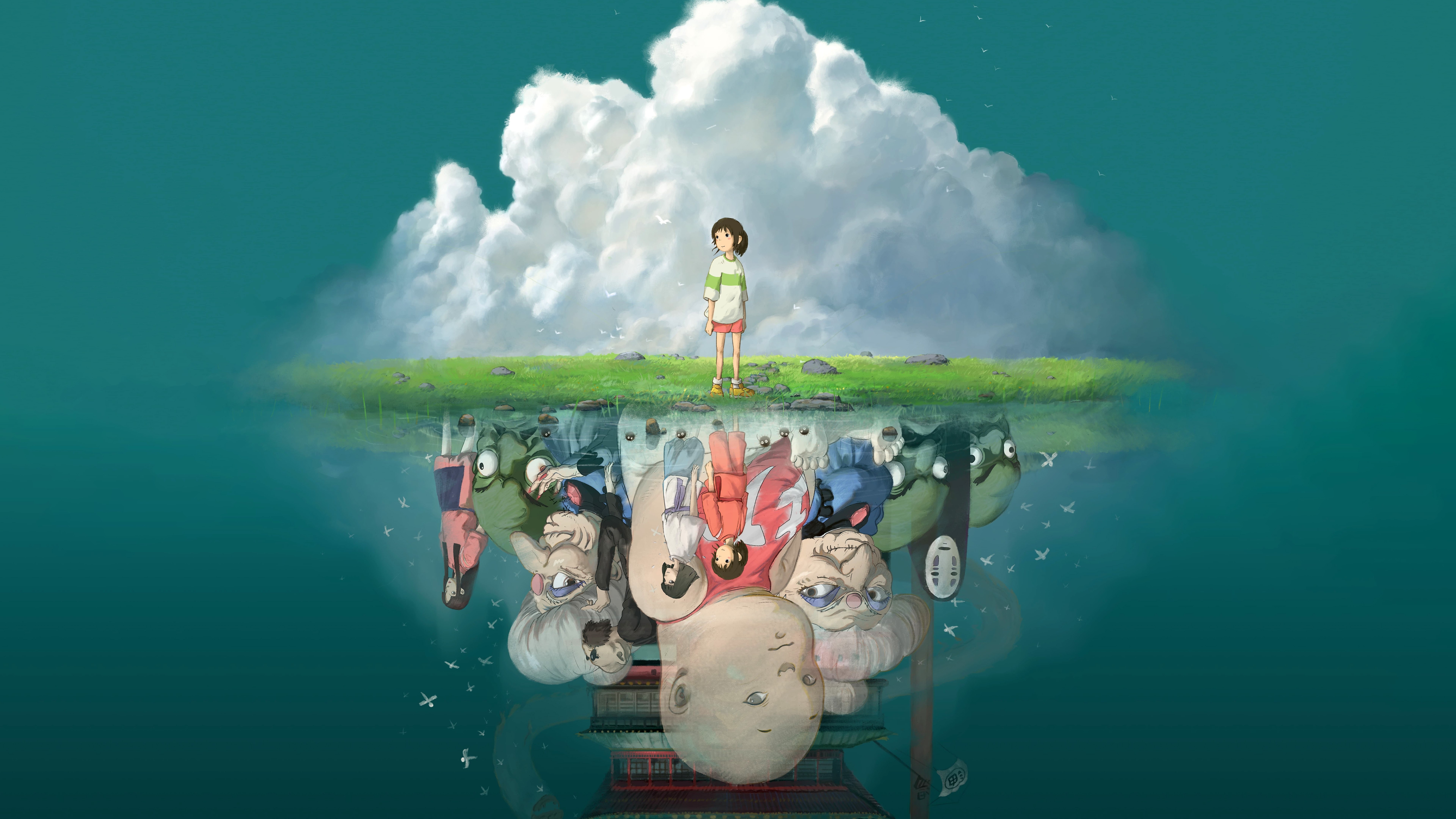 Studio Ghibli, Películas de animación, 5K, 8K, El viaje de Chihiro, Haku, Kaonashi (Sin Cara)