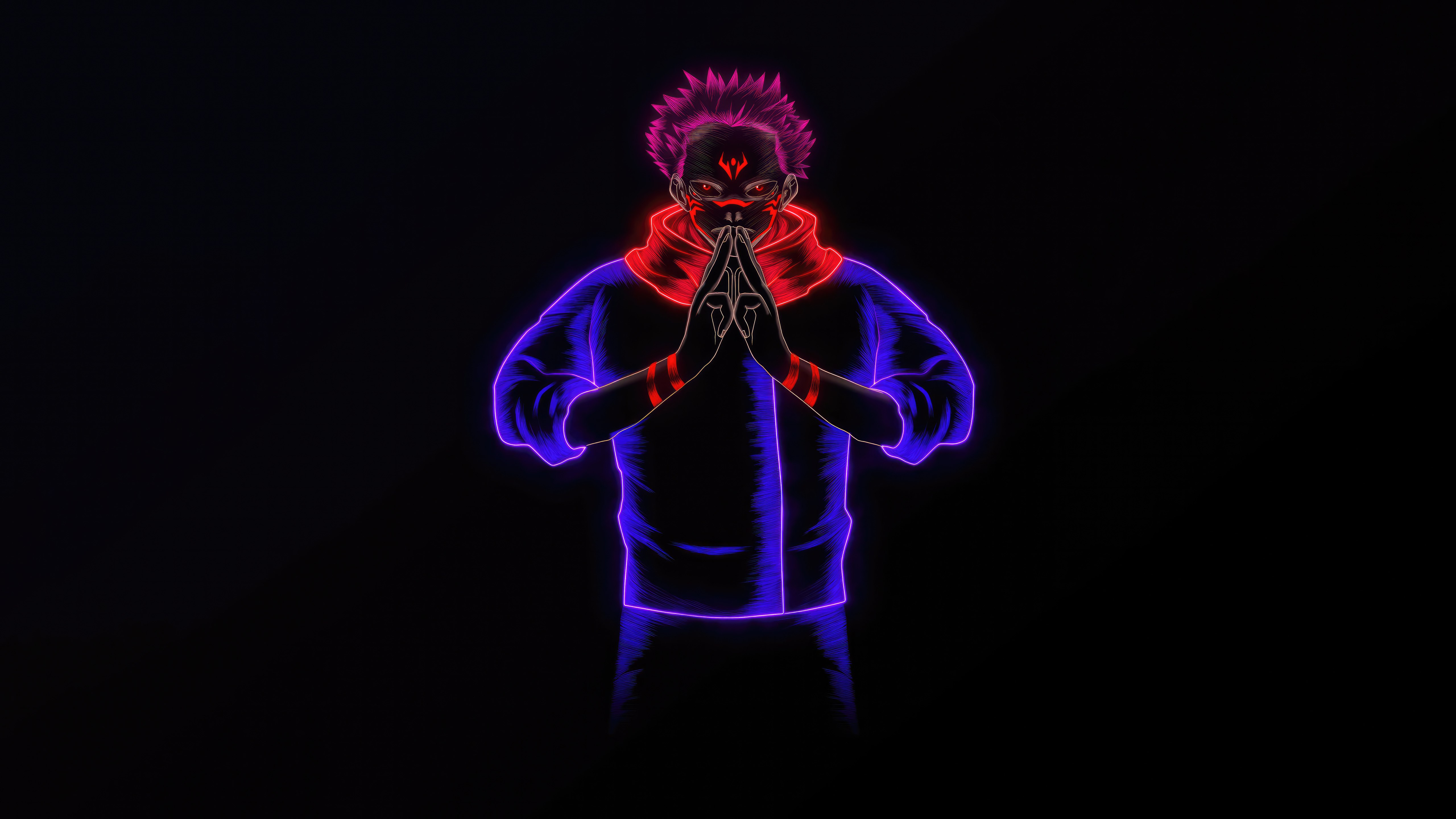 Sukuna, AMOLED, 5K, Fondo negro, Jujutsu Kaisen