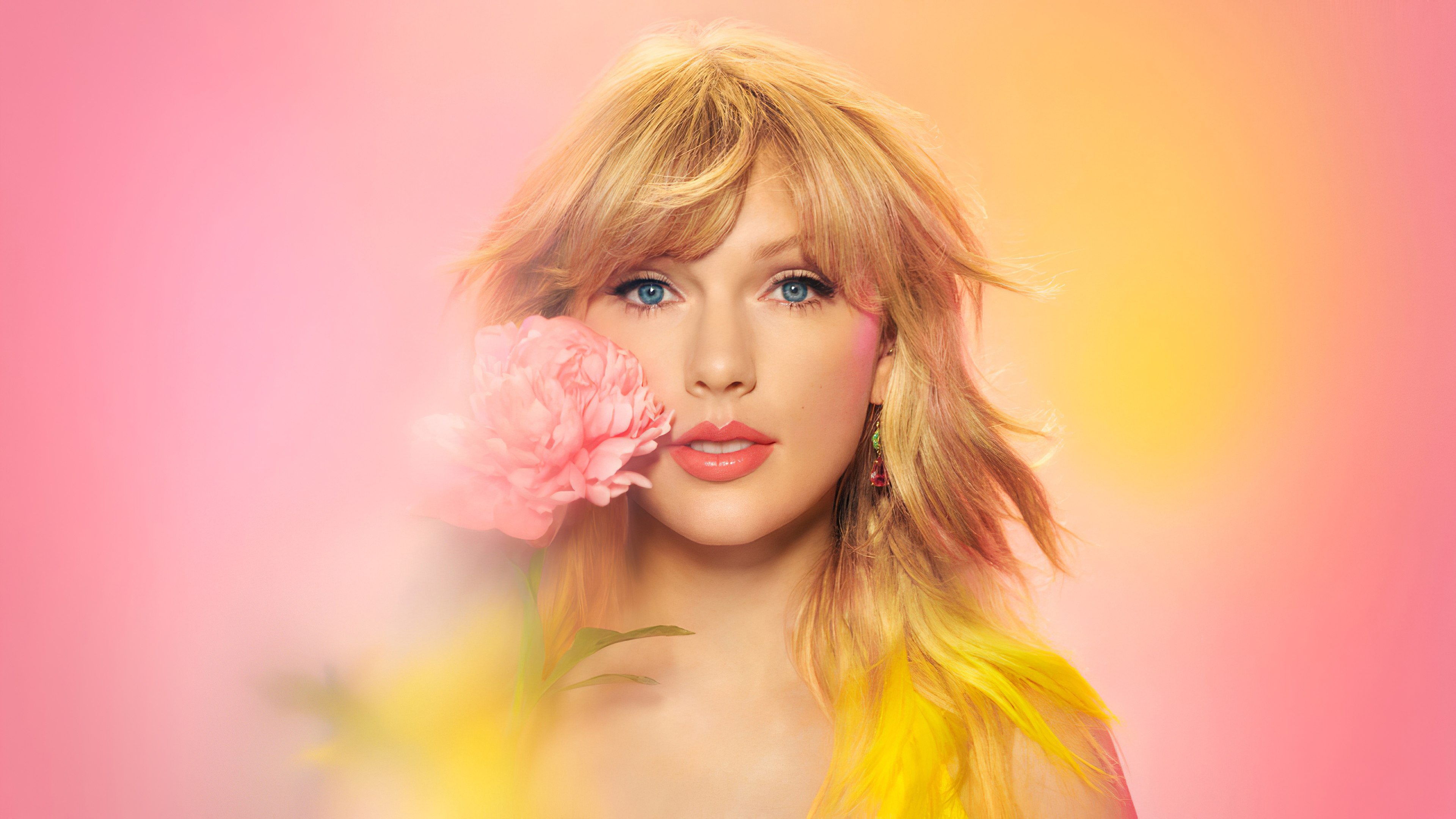 Taylor Swift, Cantante estadounidense, Retrato, Fondo degradado, Hermosa, Rosa pastel