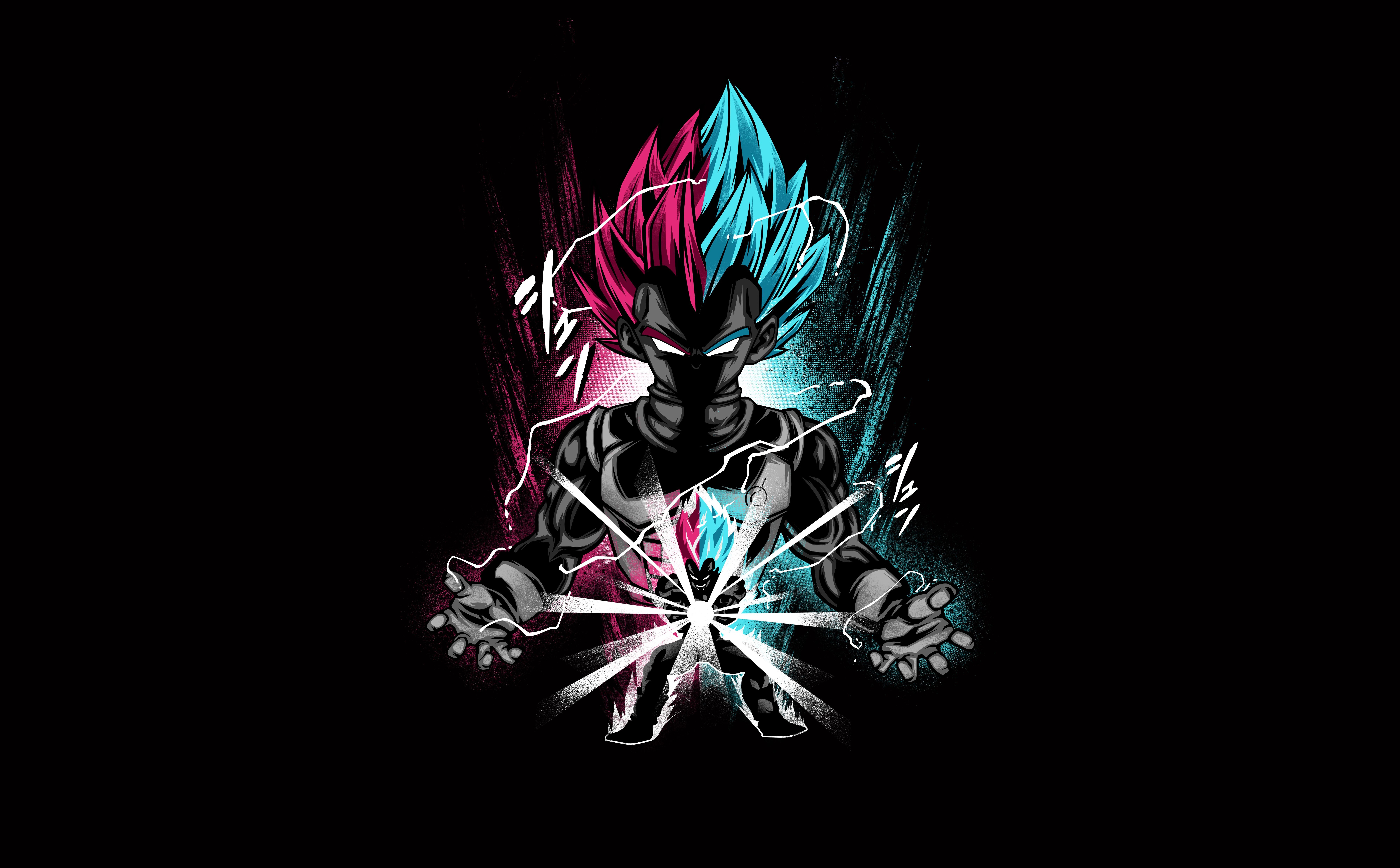 Vegeta, Dragon Ball Z, Serie de anime, Fondo negro, AMOLED, 5K, 8K