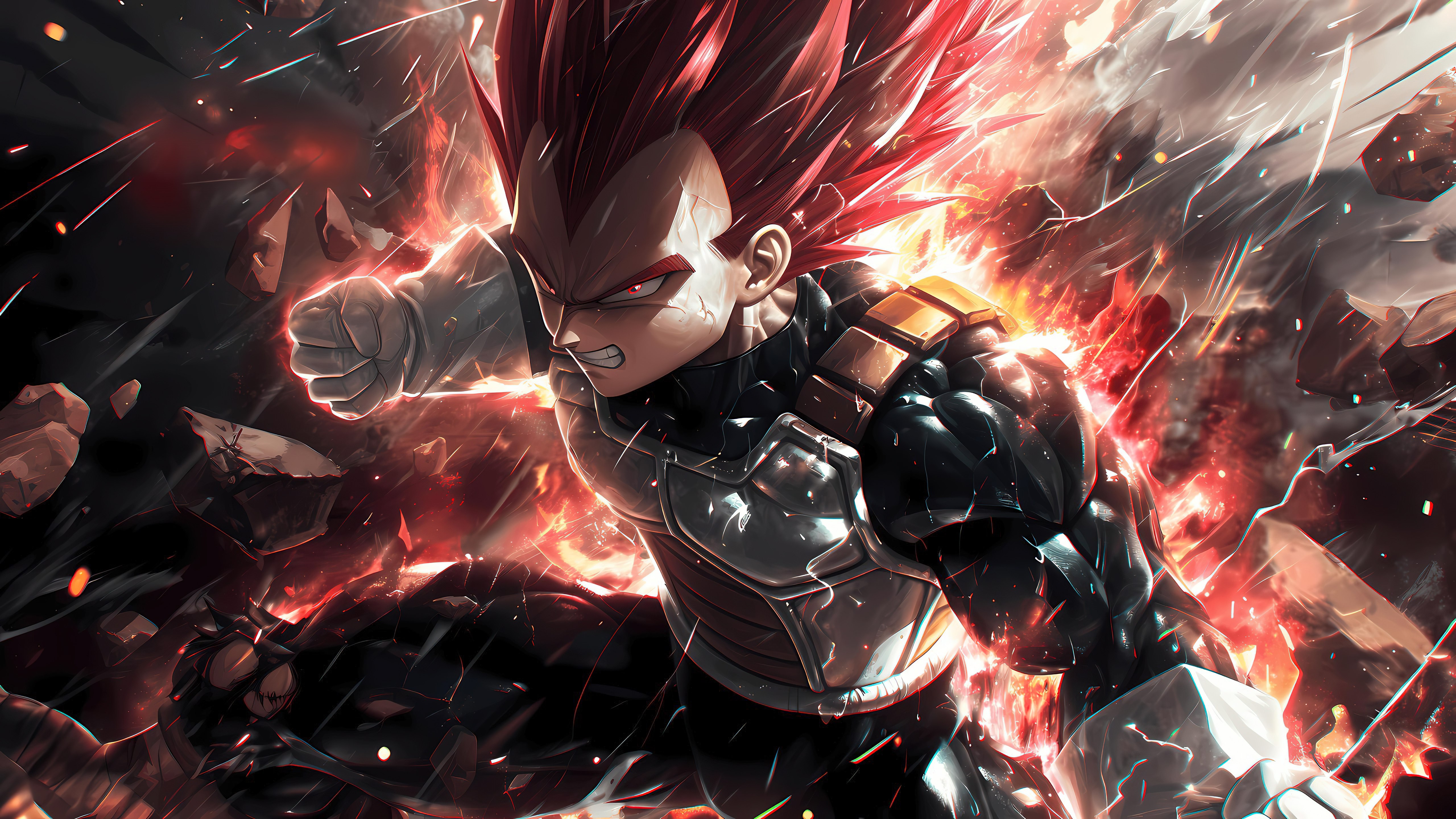 Vegeta, Super Saiyan God, Naruto, Arte con IA, 5K