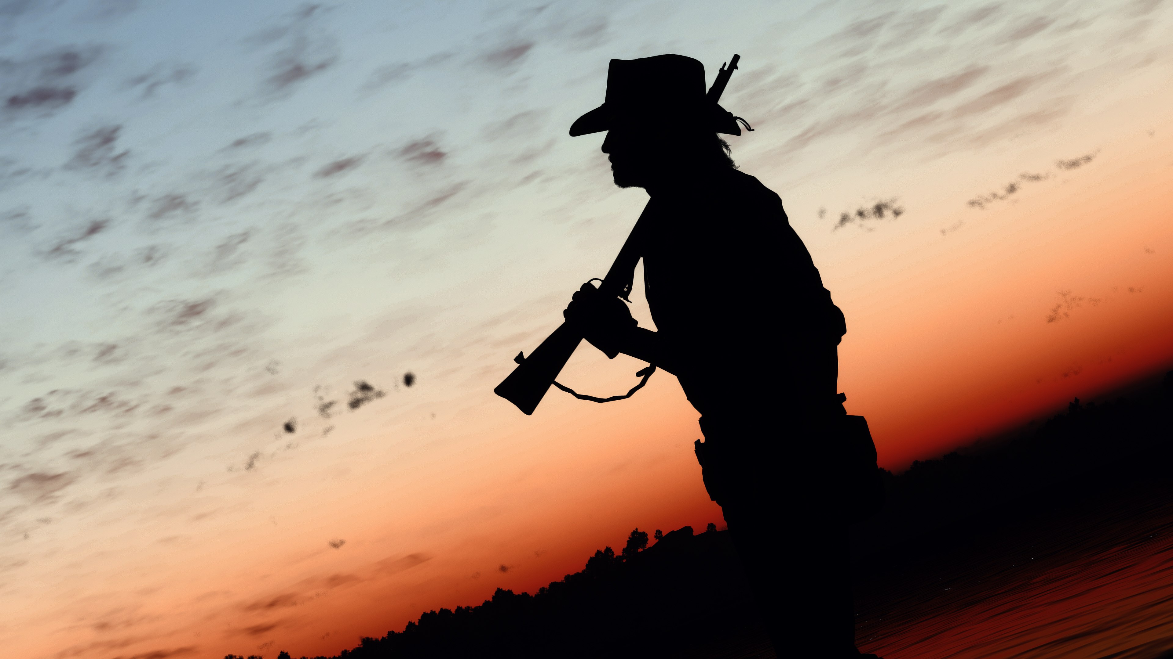 Western, Vaquero, Atardecer, Silueta, Red Dead Redemption